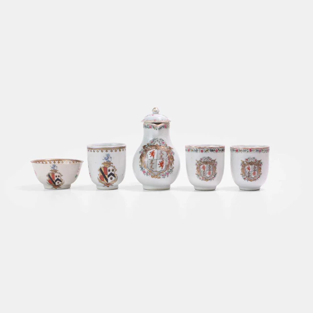 A collection of Chinese export famille rose armorial porcelain 18th century