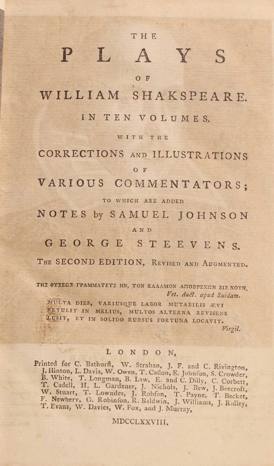 SHAKESPEARE- Samuel Johnson & George Stevens (Notes)