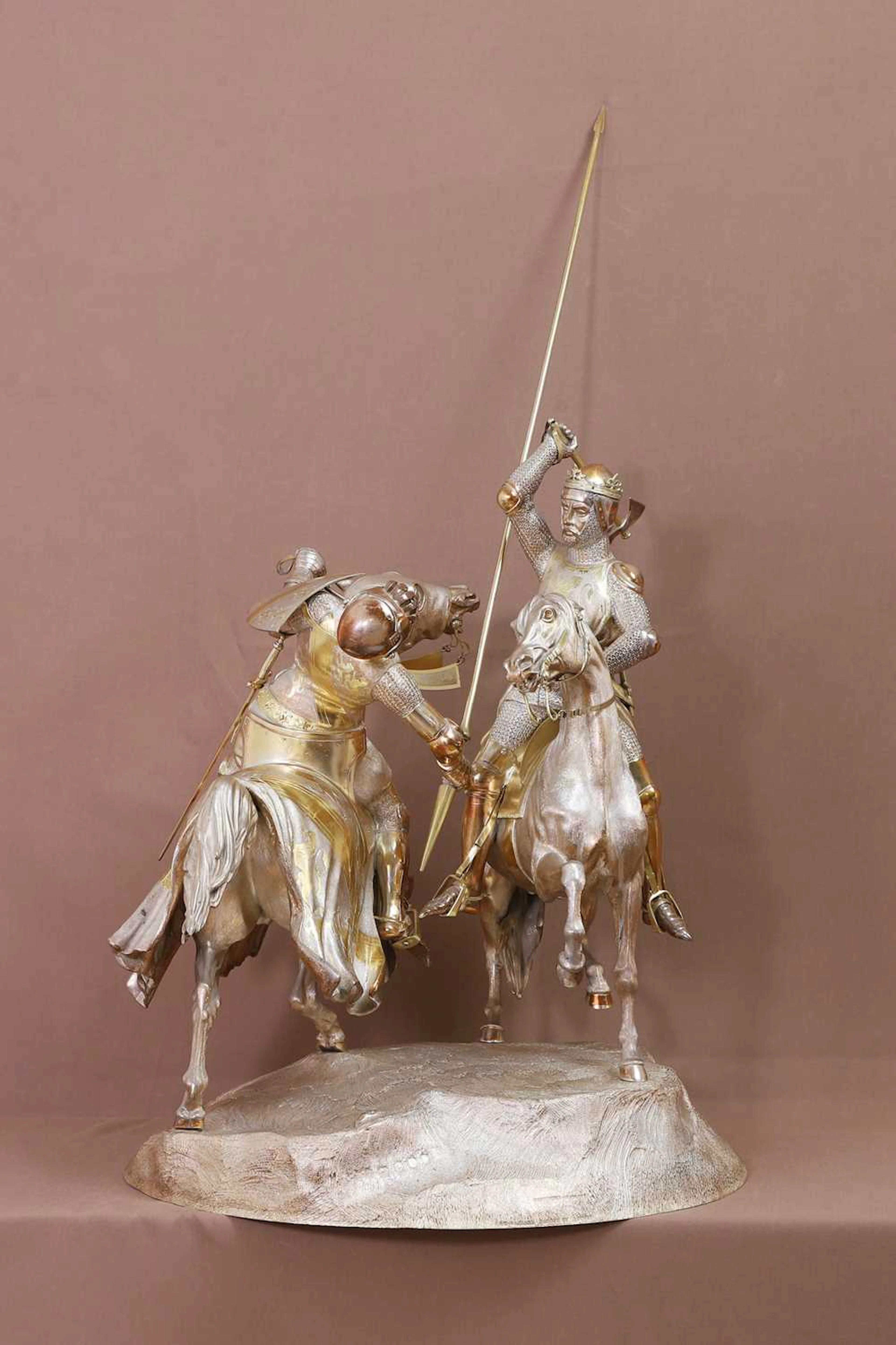 A large Victorian silver-gilt figural trophy