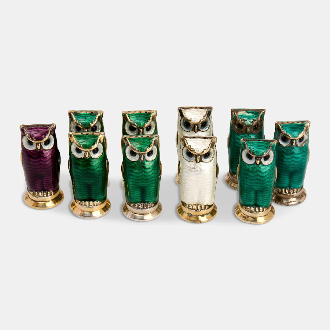 David Andersen (Norwegian, 1843-1901) a group of ten salt and pepper shakers