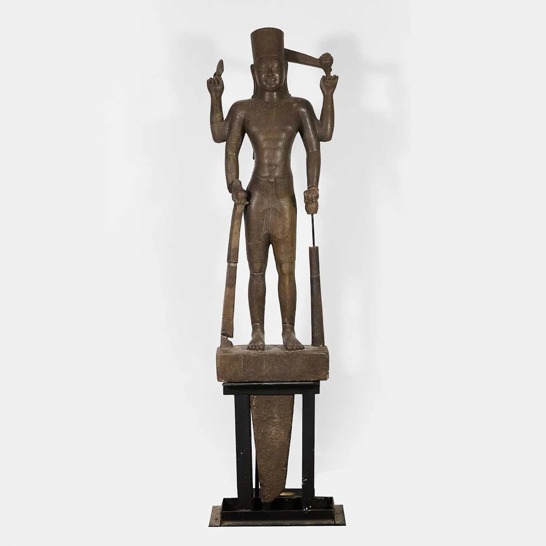 A Pre-Khmer black sandstone figure of Vishnu 6th-7th century CE, Cambodia