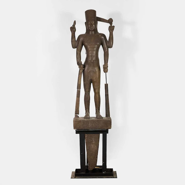 A Pre-Khmer black sandstone figure of Vishnu 6th-7th century CE, Cambodia