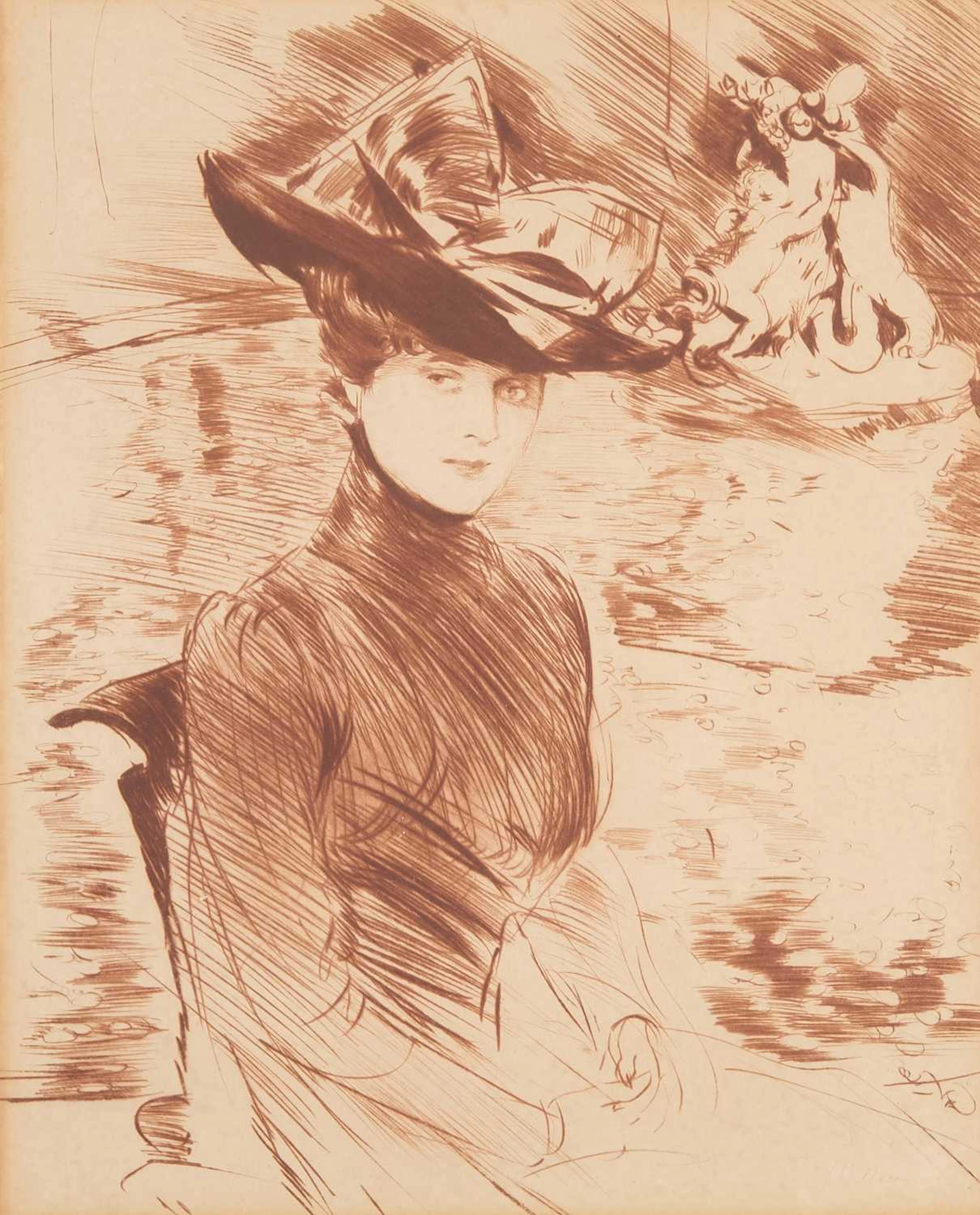 Paul César Helleu (French, 1859-1927) Portrait of Madame Chéruit seated