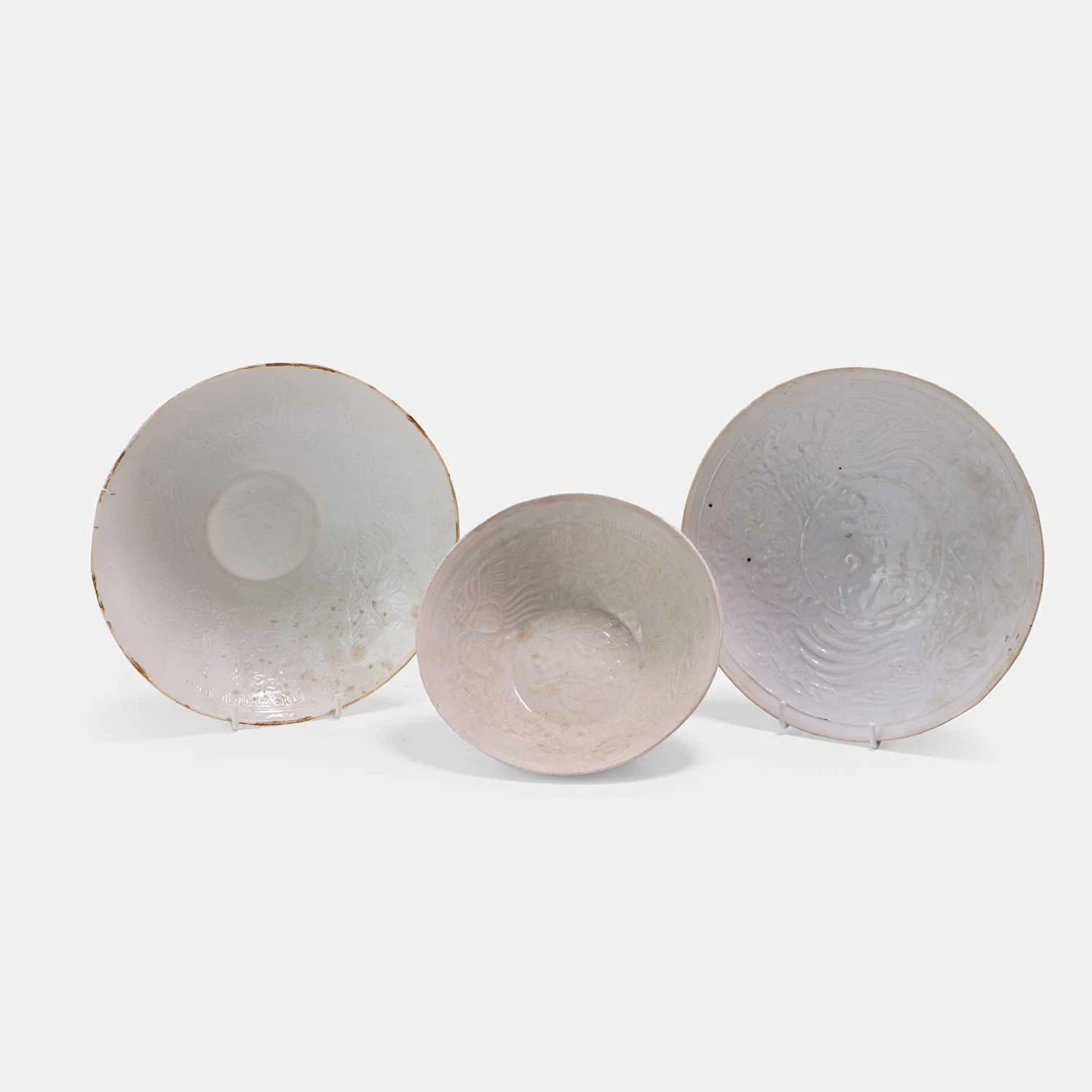 Three Chinese qingbai-glazed bowls Yuan dynasty (1271-1368)