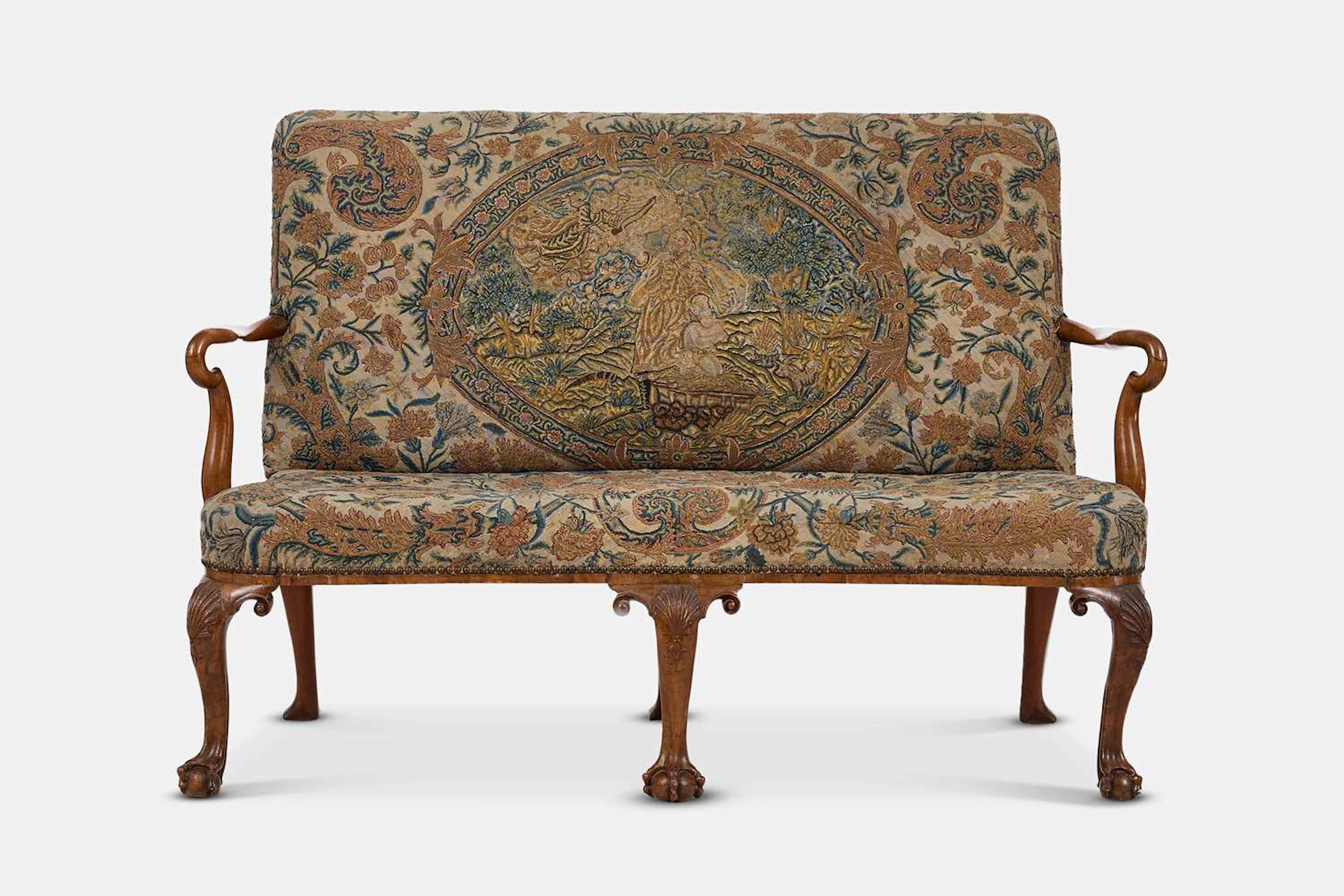 A George II walnut sofa 18th century and later