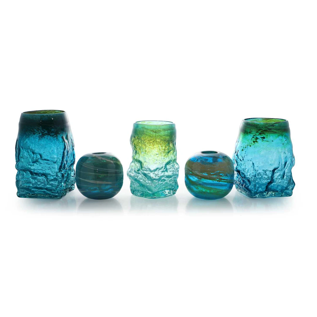A group of five Mdina glass vases circa 1970, Malta
