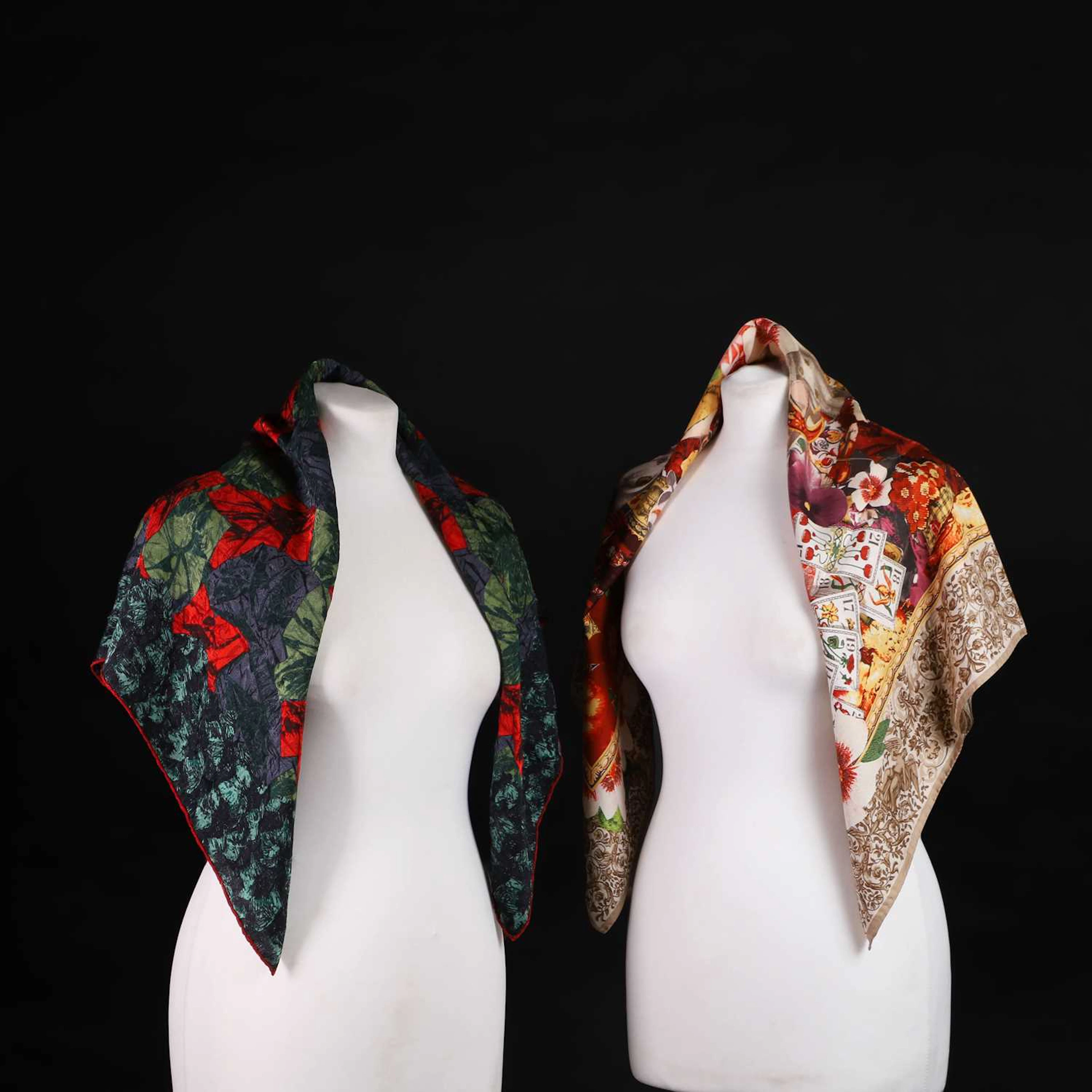 Two Emanuel Ungaro silk scarves