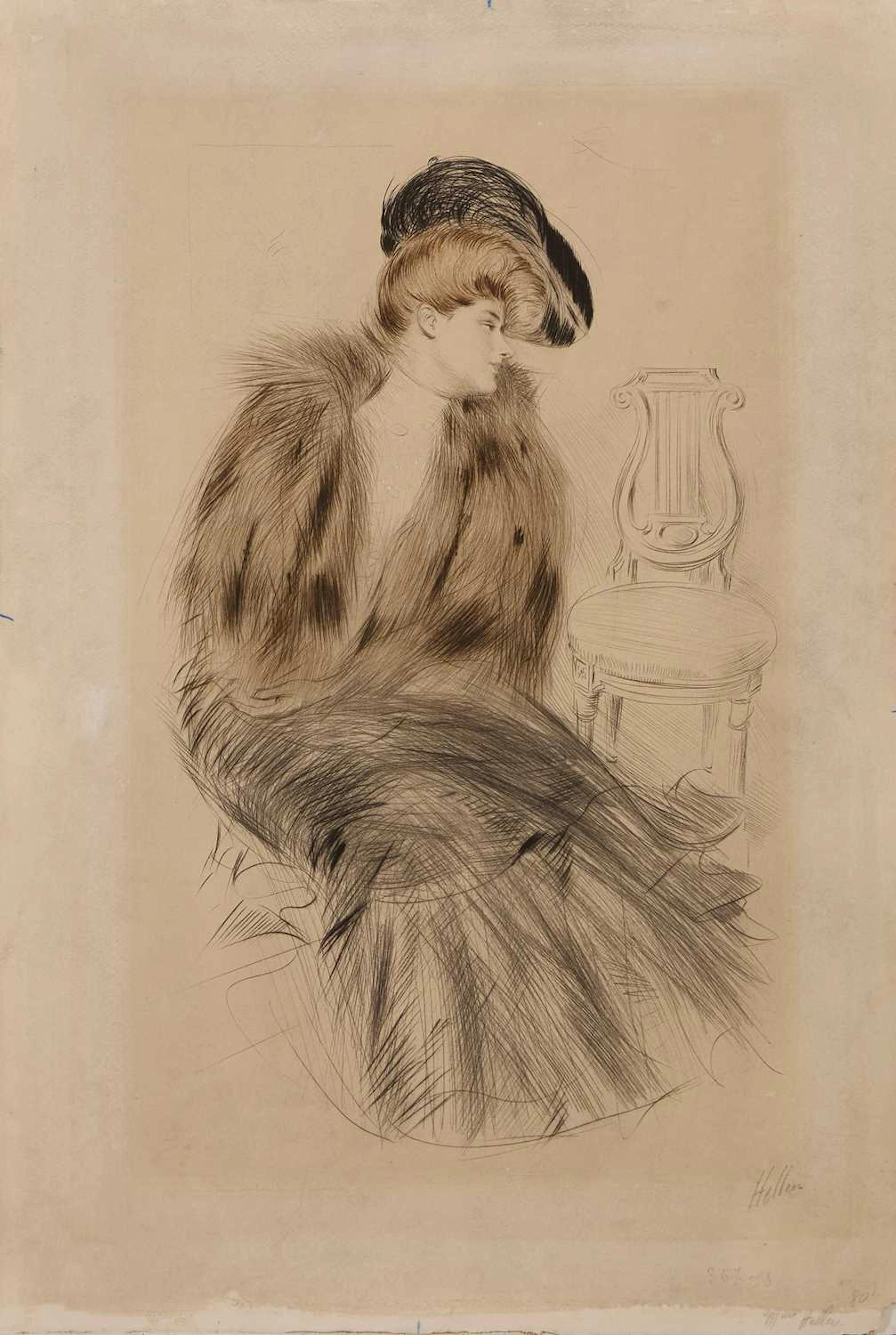 Paul César Helleu (French, 1859-1927) A seated woman