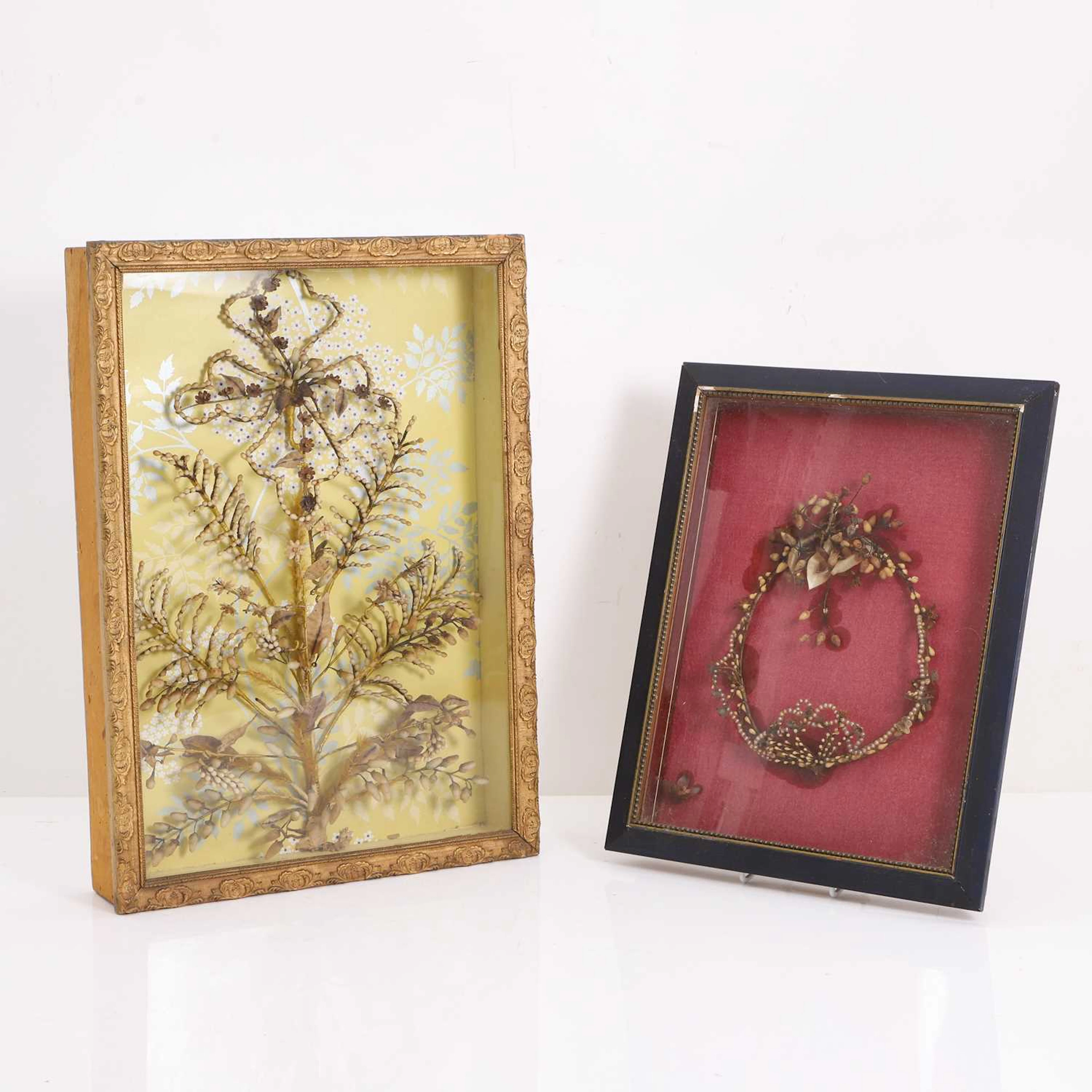 A pair of Nun's beadwork displays late 19th / early 20th century
