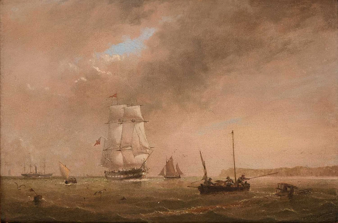 William Frederick Settle (British, 1821-1897) Shipping off the coast