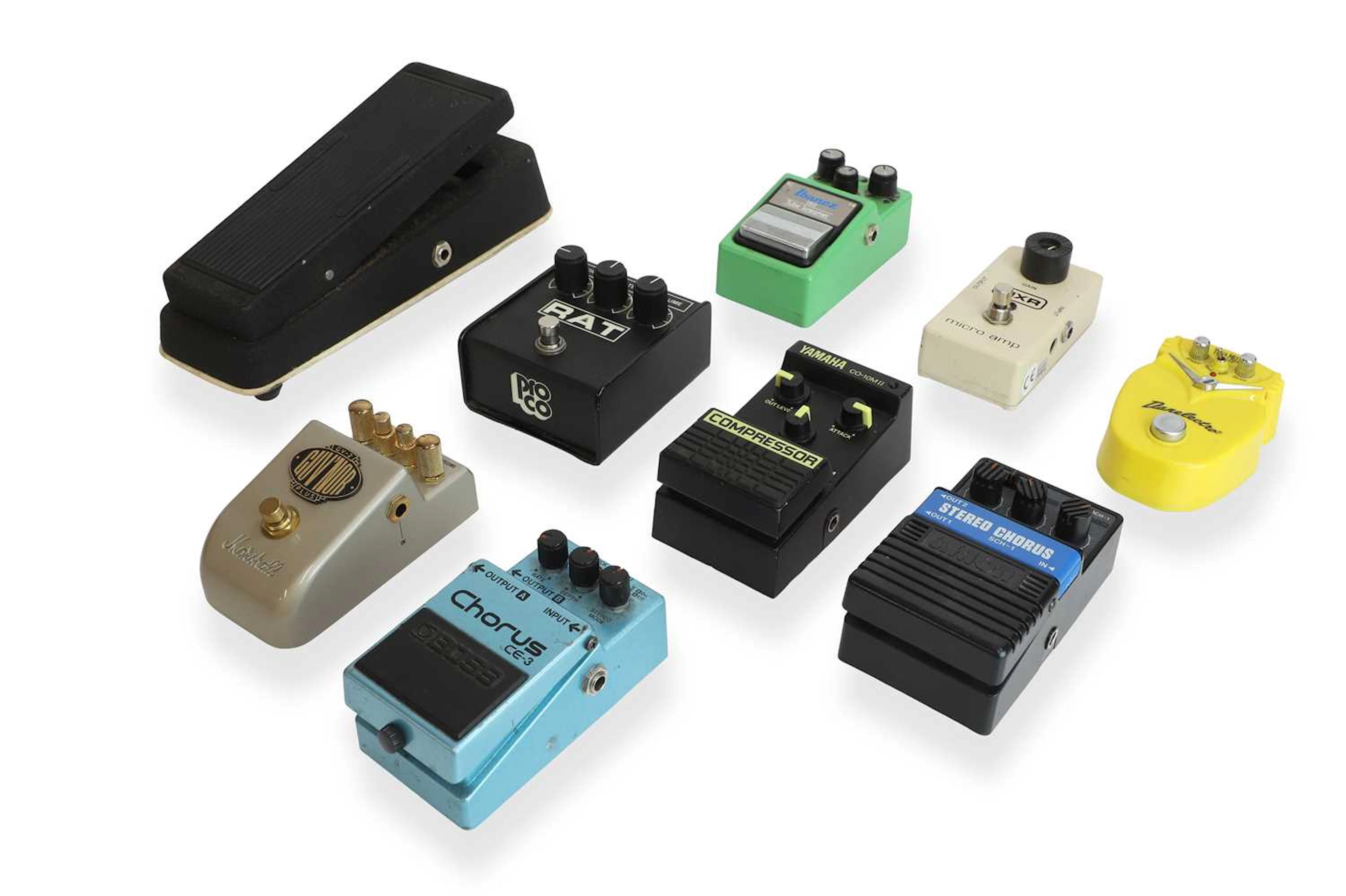 A selection of guitar effects pedals