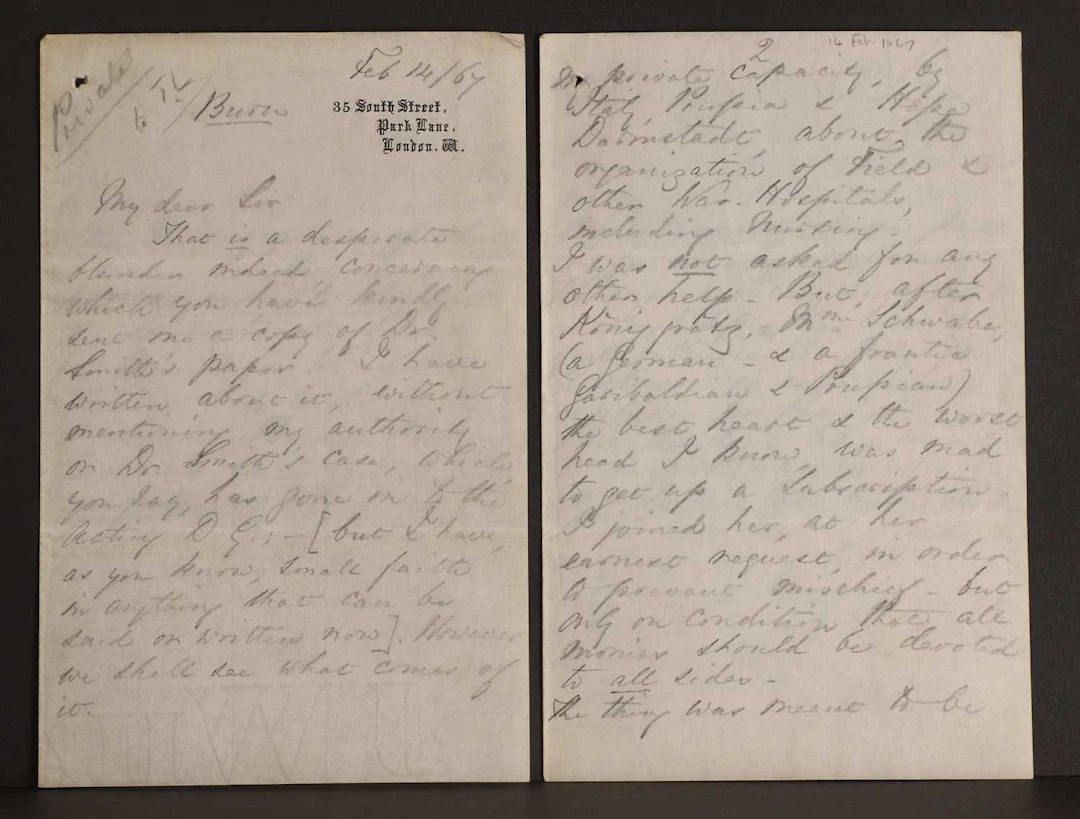 Florence NIGHTINGALE- Autograph Letter SIGNED (To Sir Thomas Longmore). 8 pages