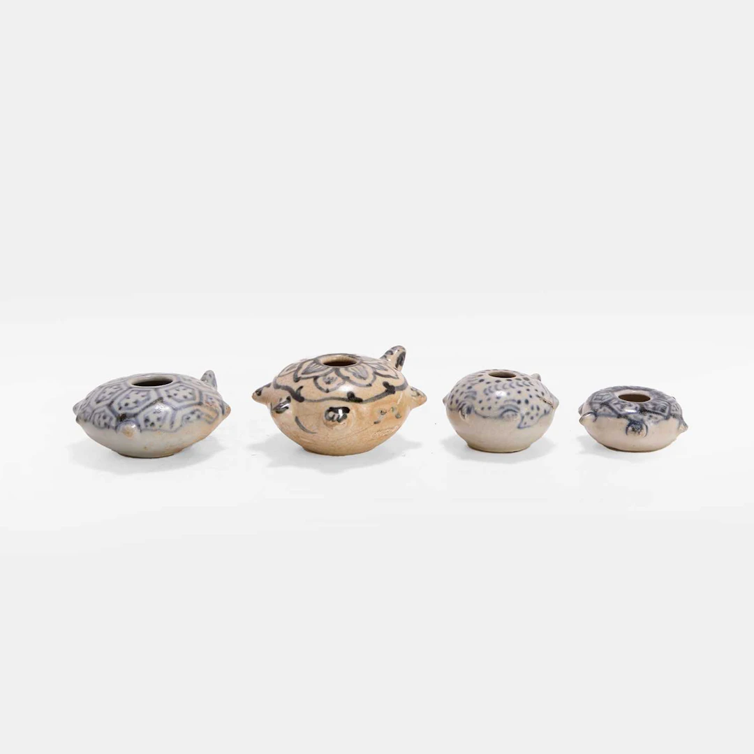 A collection of four Vietnamese blue and white zoomorphic water pots
