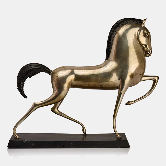 Manner of Boris Lovet-Lorski a silvered-bronze 'Etruscan horse'