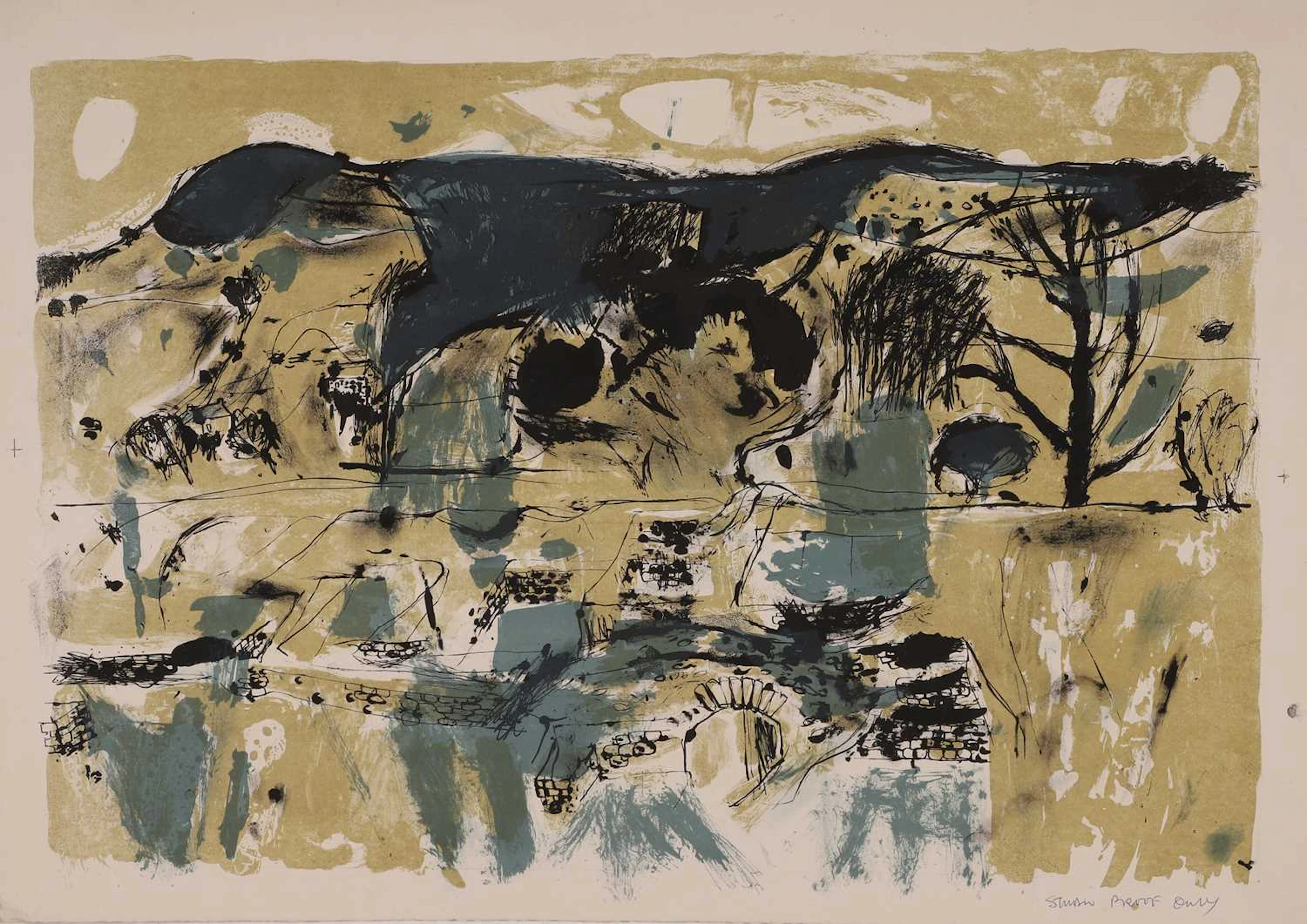 ▲ Elizabeth Blackadder (British, 1931-2021) Landscape with wall and bridge