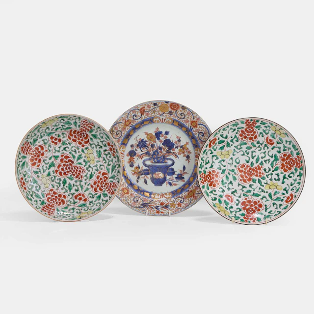 Three Chinese porcelain chargers 18th century