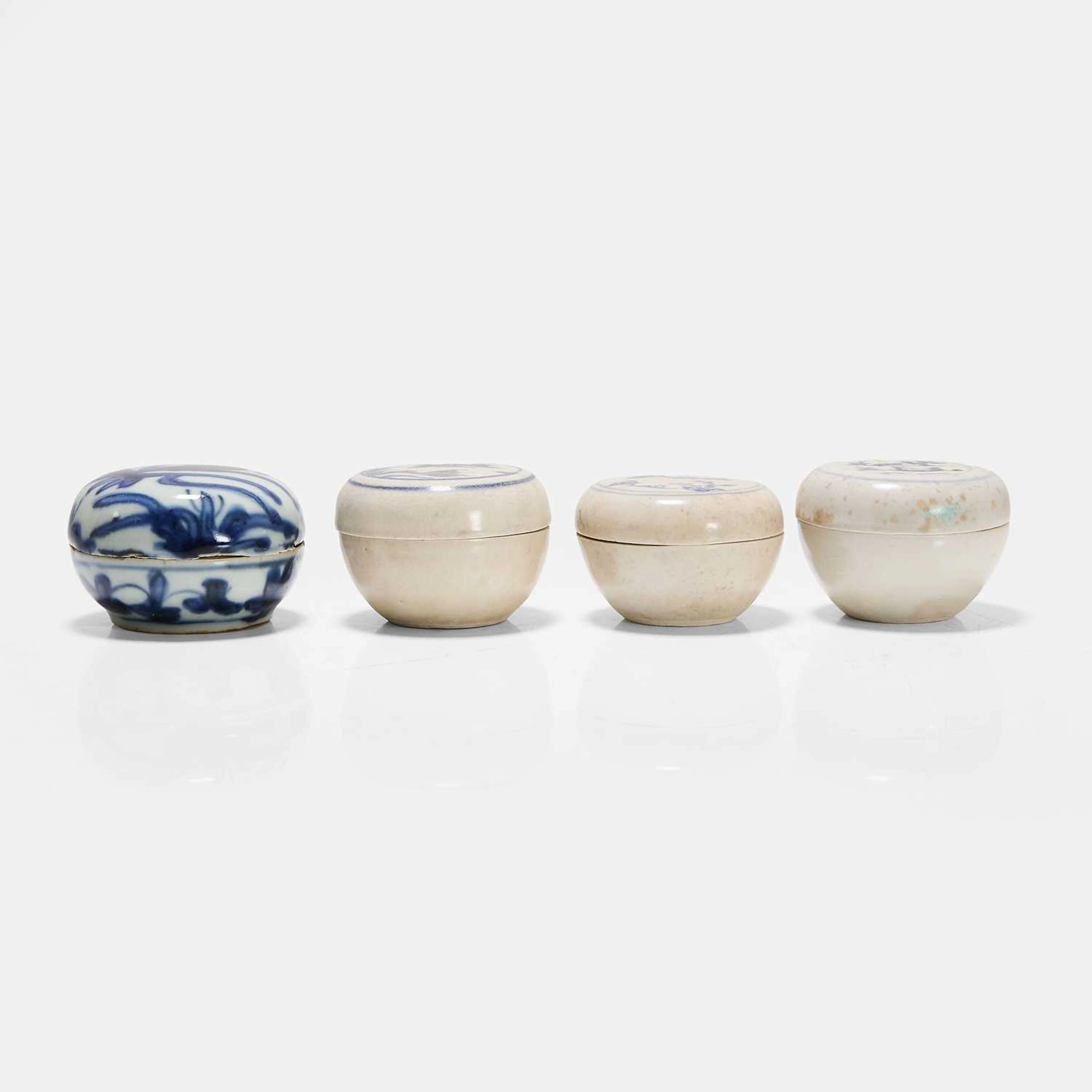 A collection of four Vietnamese blue and white boxes and covers 15th century
