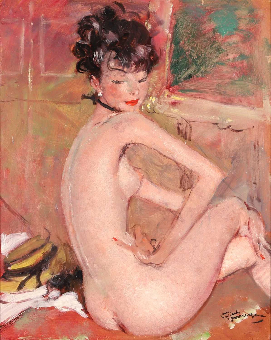 ▲ Jean-Gabriel Domergue (French, 1889-1962) Seated nude