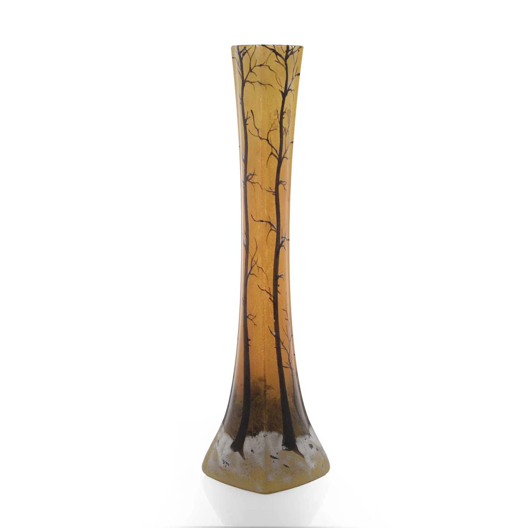A Legras 'Winter Landscape' glass vase circa 1920, French
