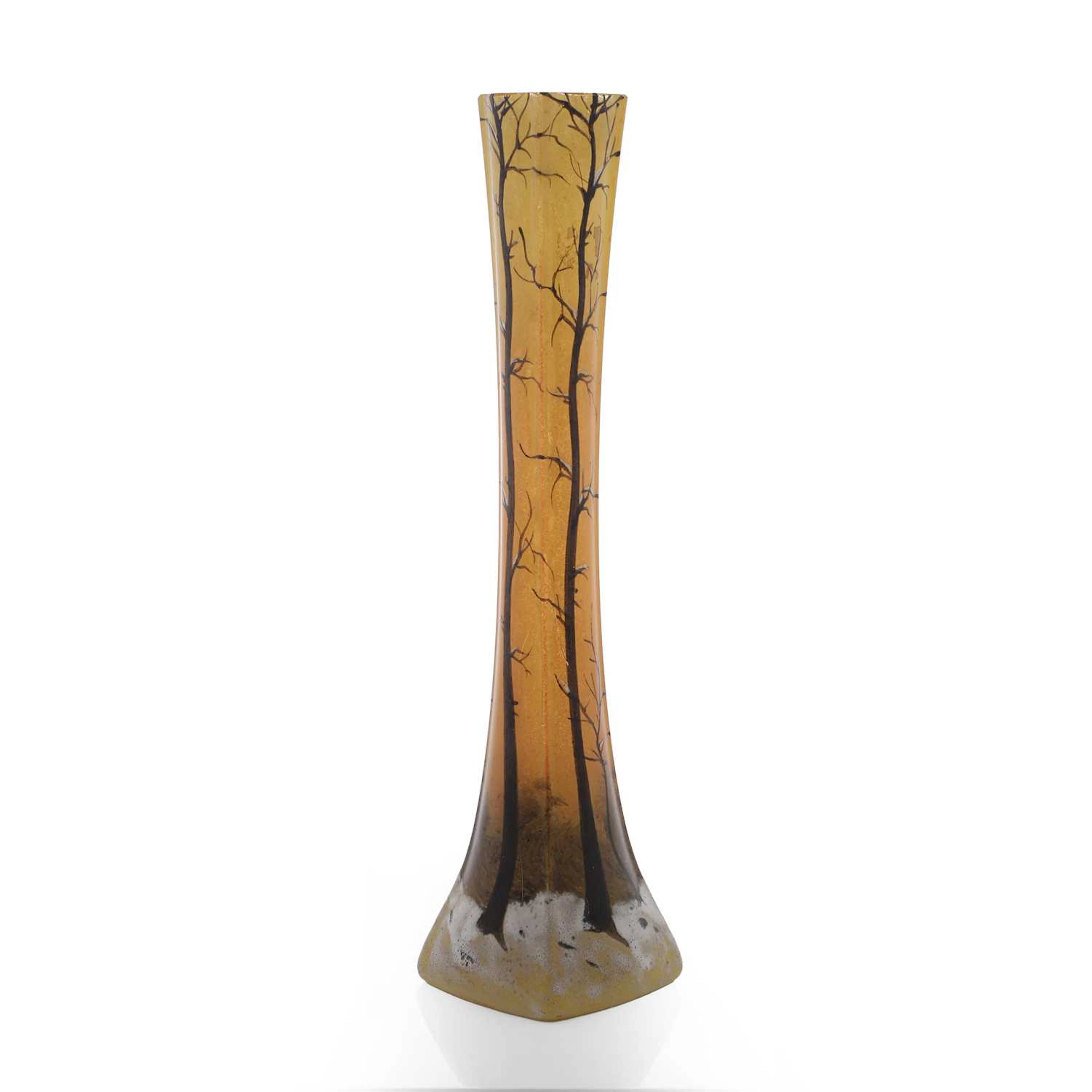 A Legras 'Winter Landscape' glass vase circa 1920, French