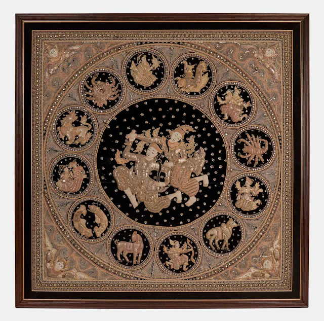 A very large Burmese (Myanmar) kalaga stumpwork panel 20th century