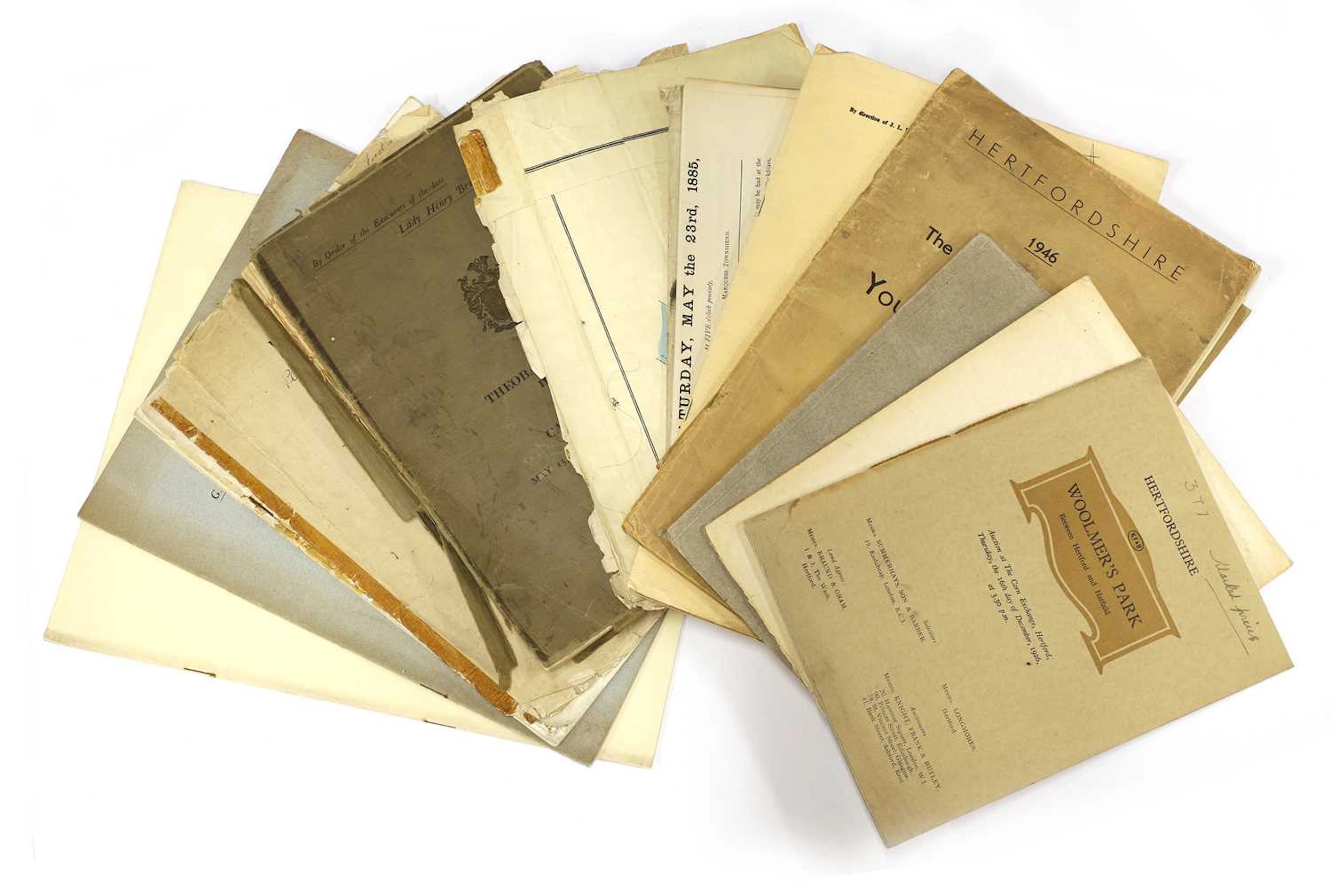 Fourteen Hertfordshire sale catalogues.
