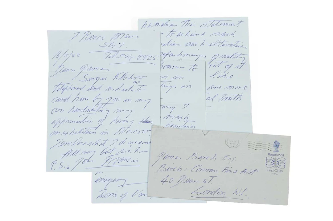 Francis Bacon (British, 1909-1992) A handwritten letter from Francis