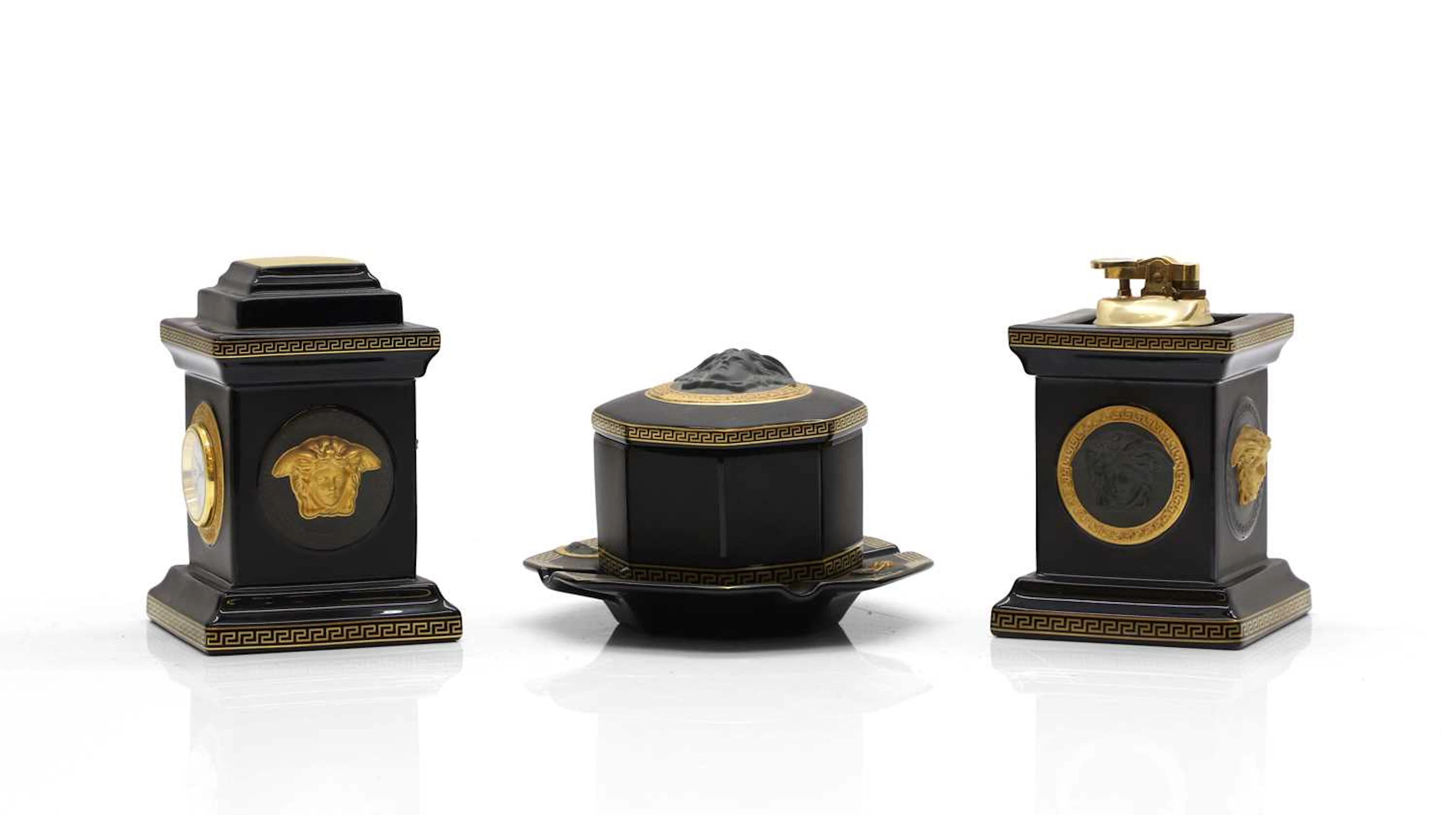 A collection of black Rosenthal for Versace 'Gorgona' items