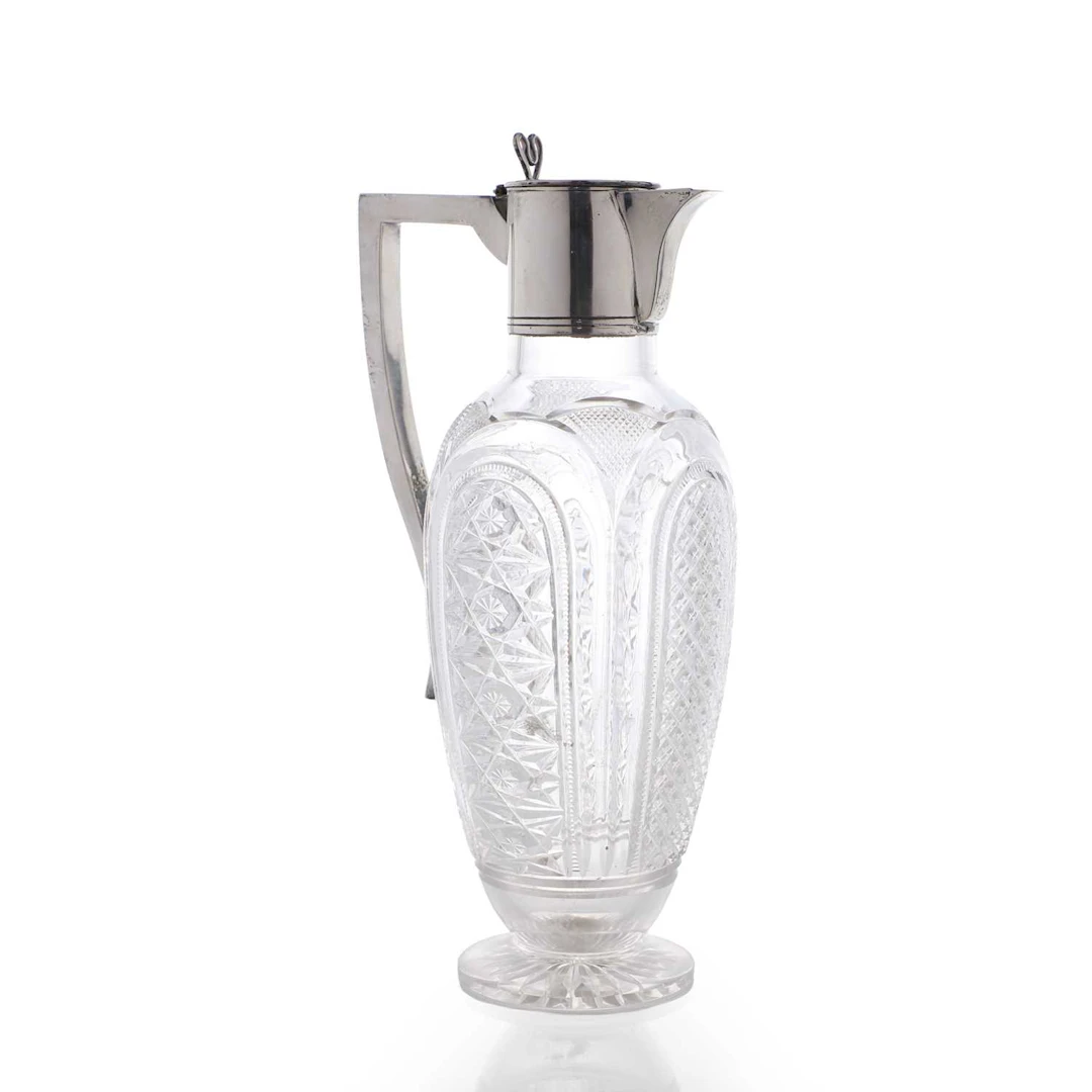 A Victorian silver-mounted glass claret jug probably Pembrook & Dickins