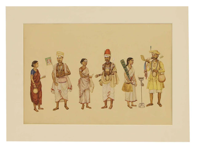 An Indian Company School-style painting of religious mendicant couples