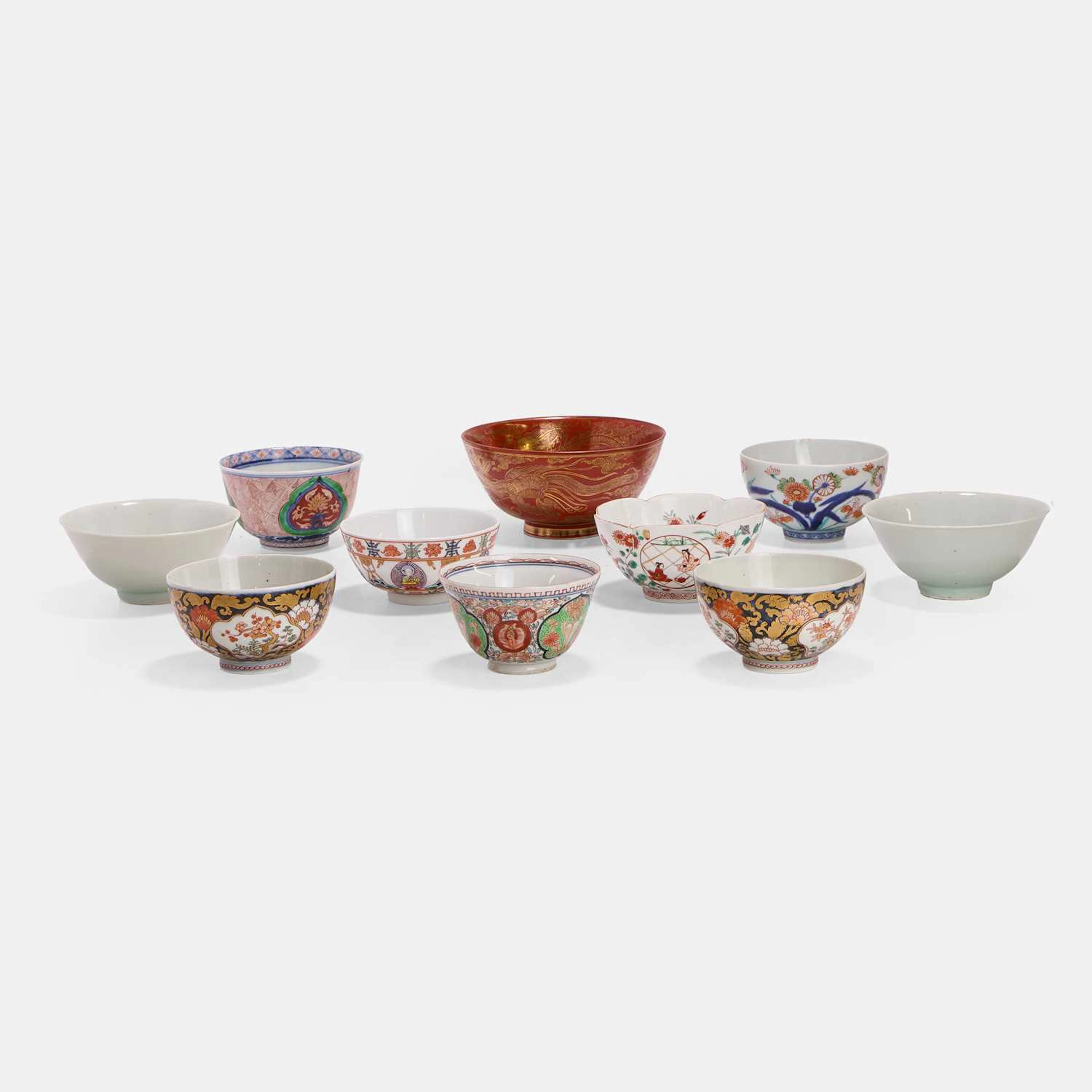 A collection of ten Japanese porcelain bowls 19th-20th century