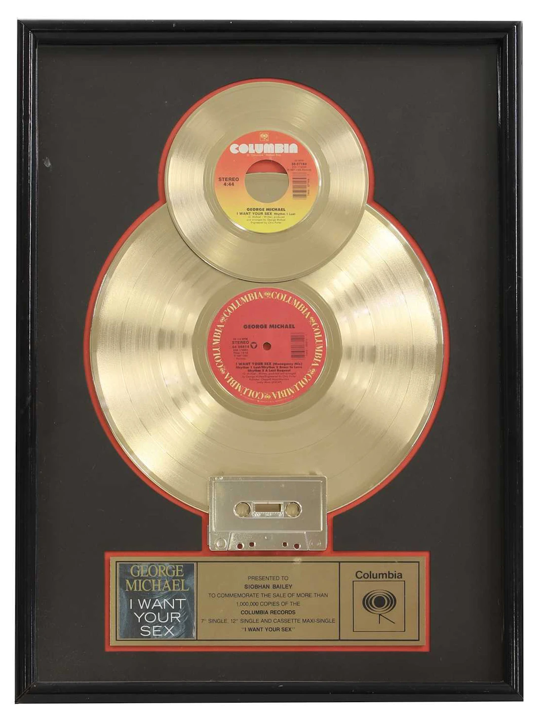 A gold disc George Michael 'I Want Your Sex'