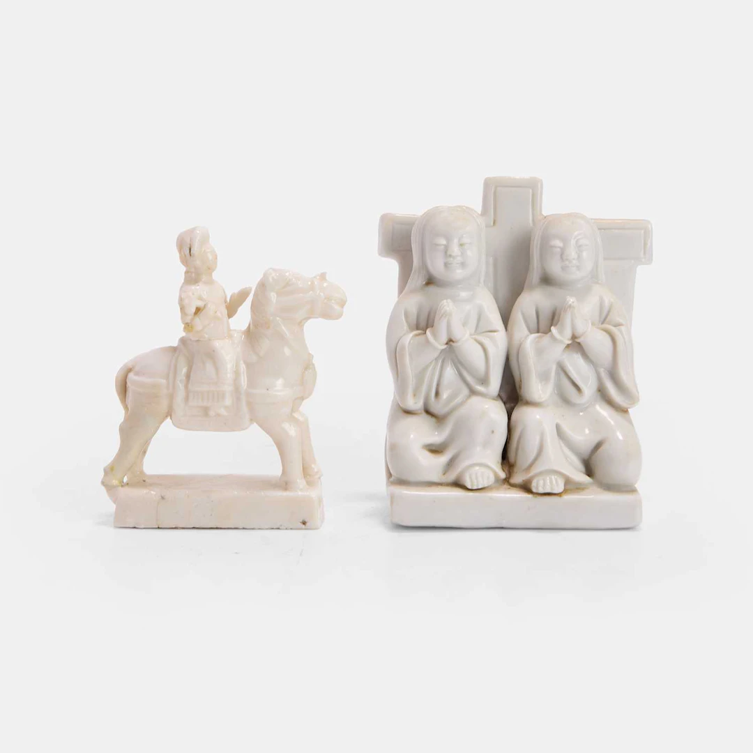 Two Chinese export blanc de Chine figure groups 18th century