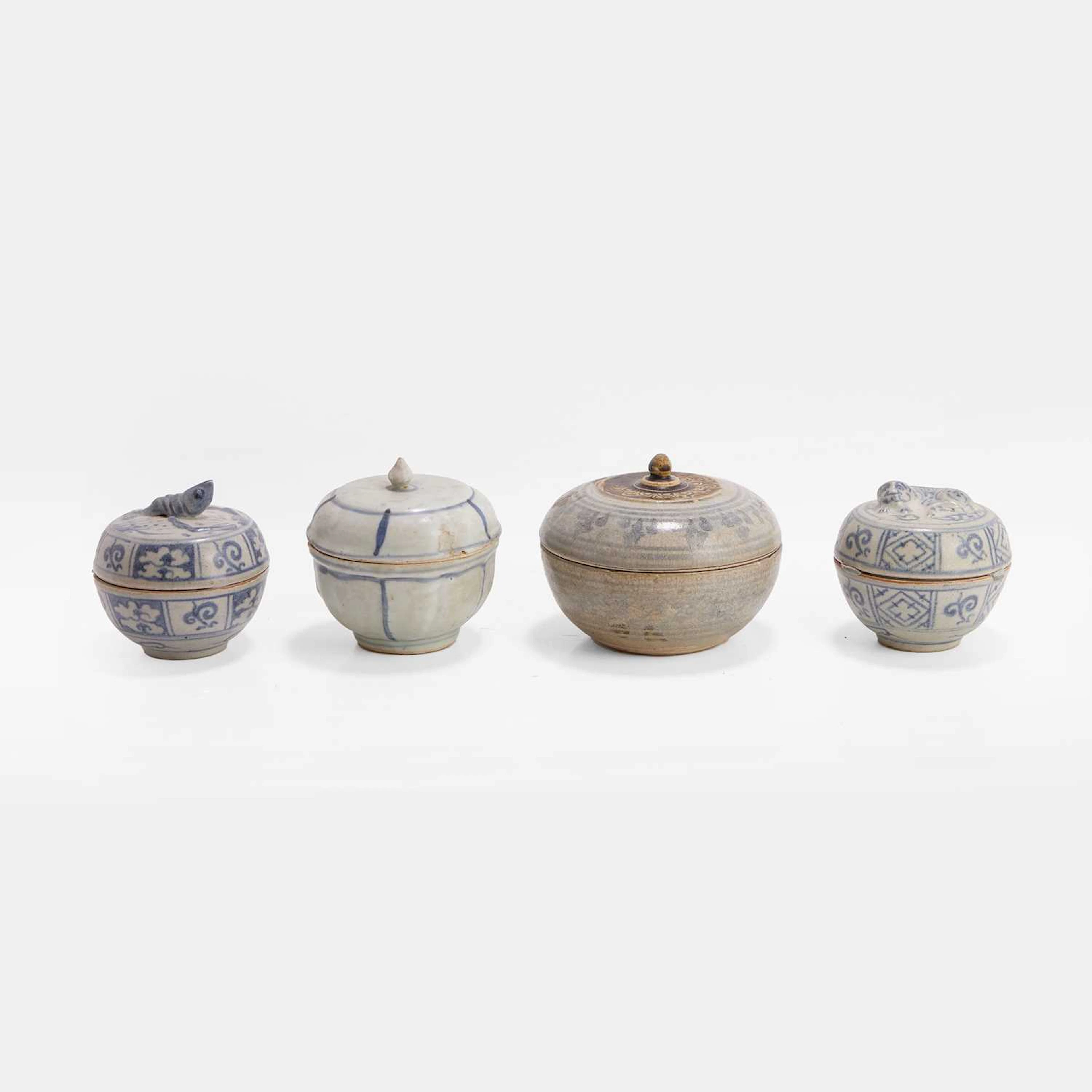 A collection of four Southeast Asian pottery boxes and covers 16th century