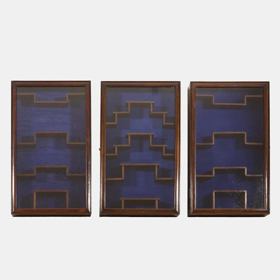Three Chinese hanging display cabinets 20th century