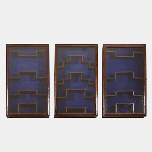 Three Chinese hanging display cabinets 20th century