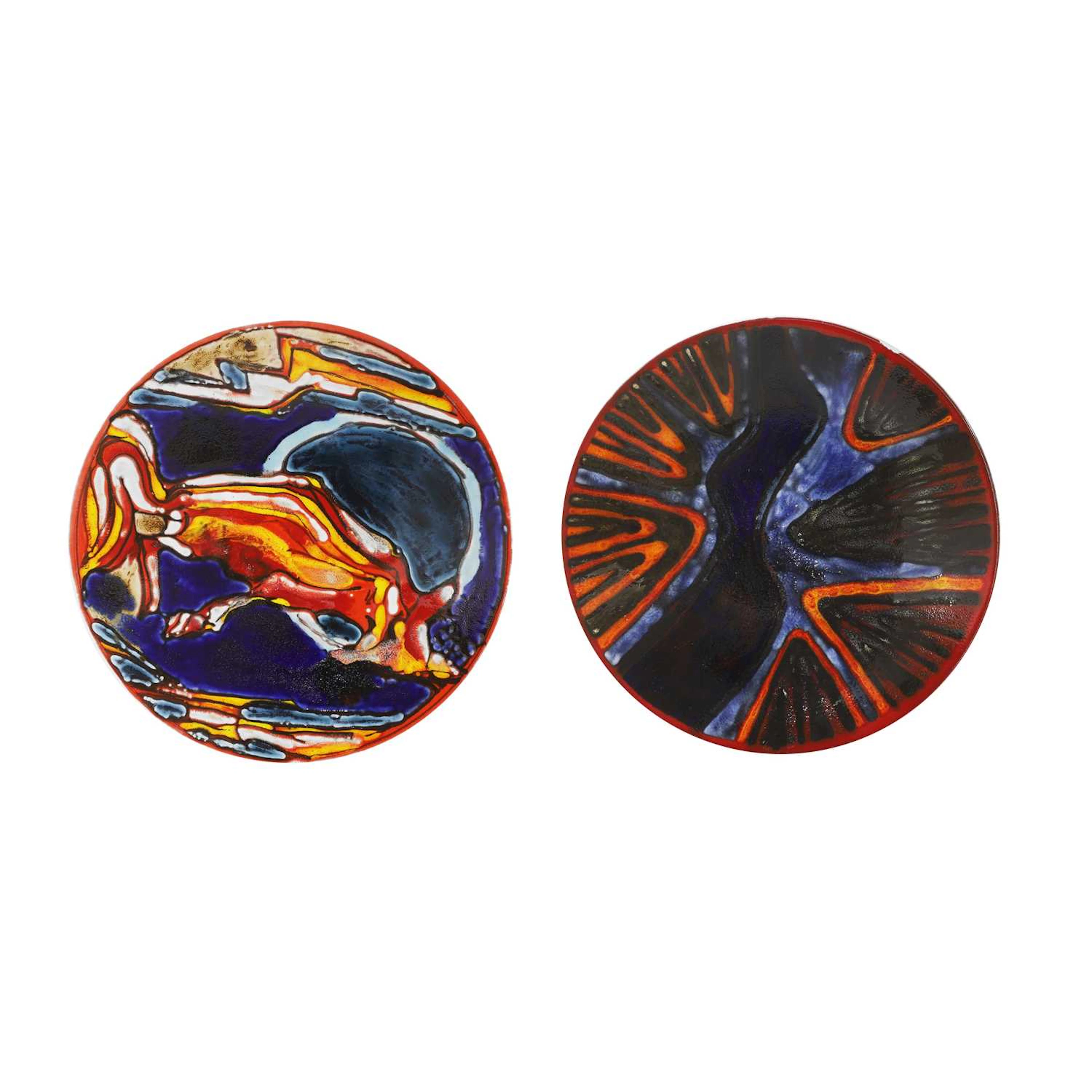 Poole Pottery Two 'Delphis' chargers
