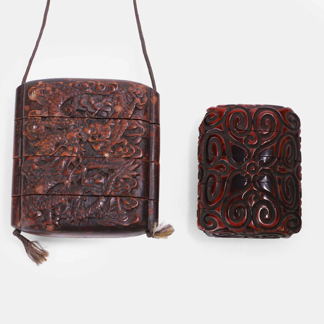 Two Japanese lacquered wood inro 19th-20th century
