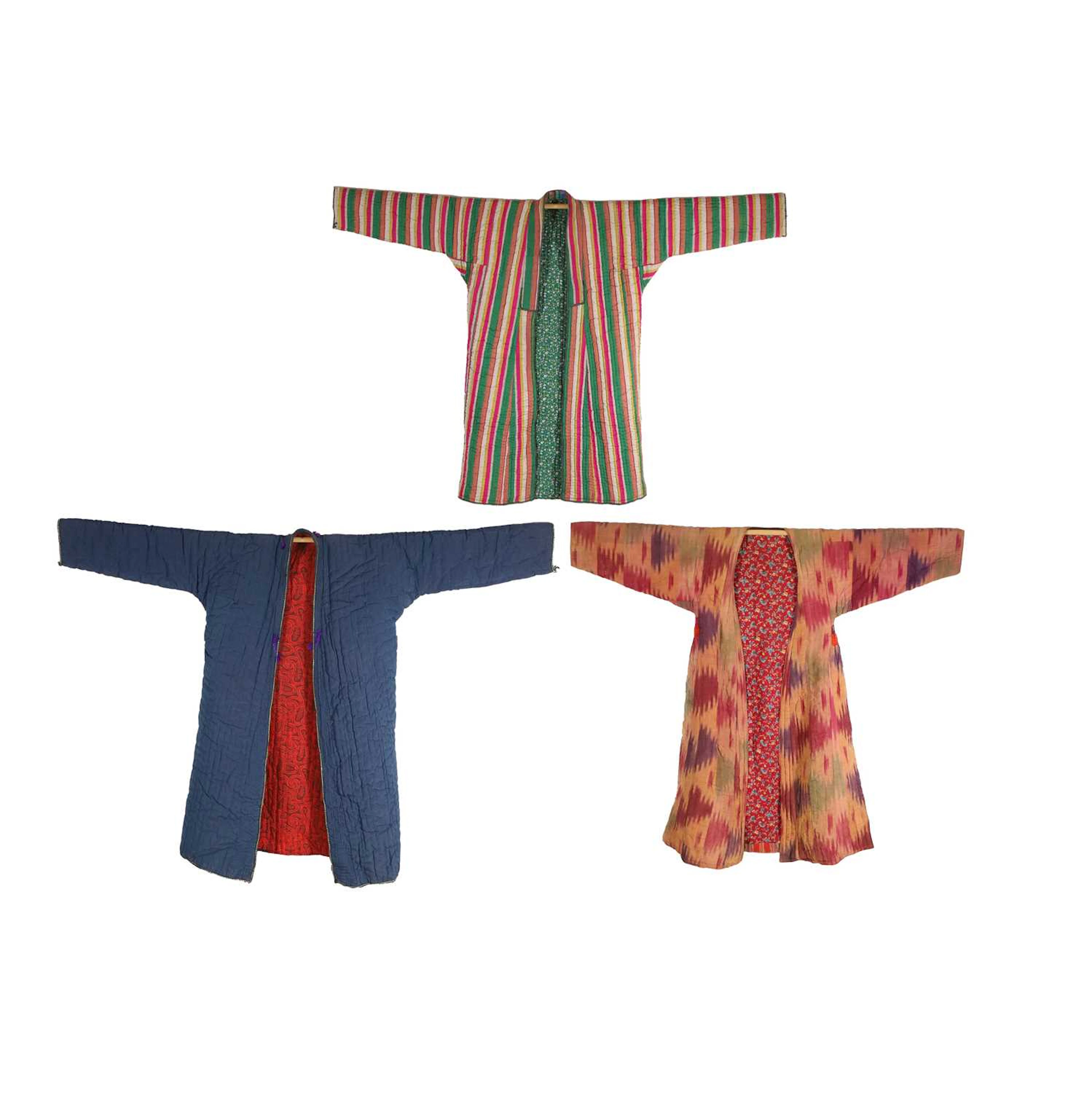 Three handmade vintage Uzbek coats