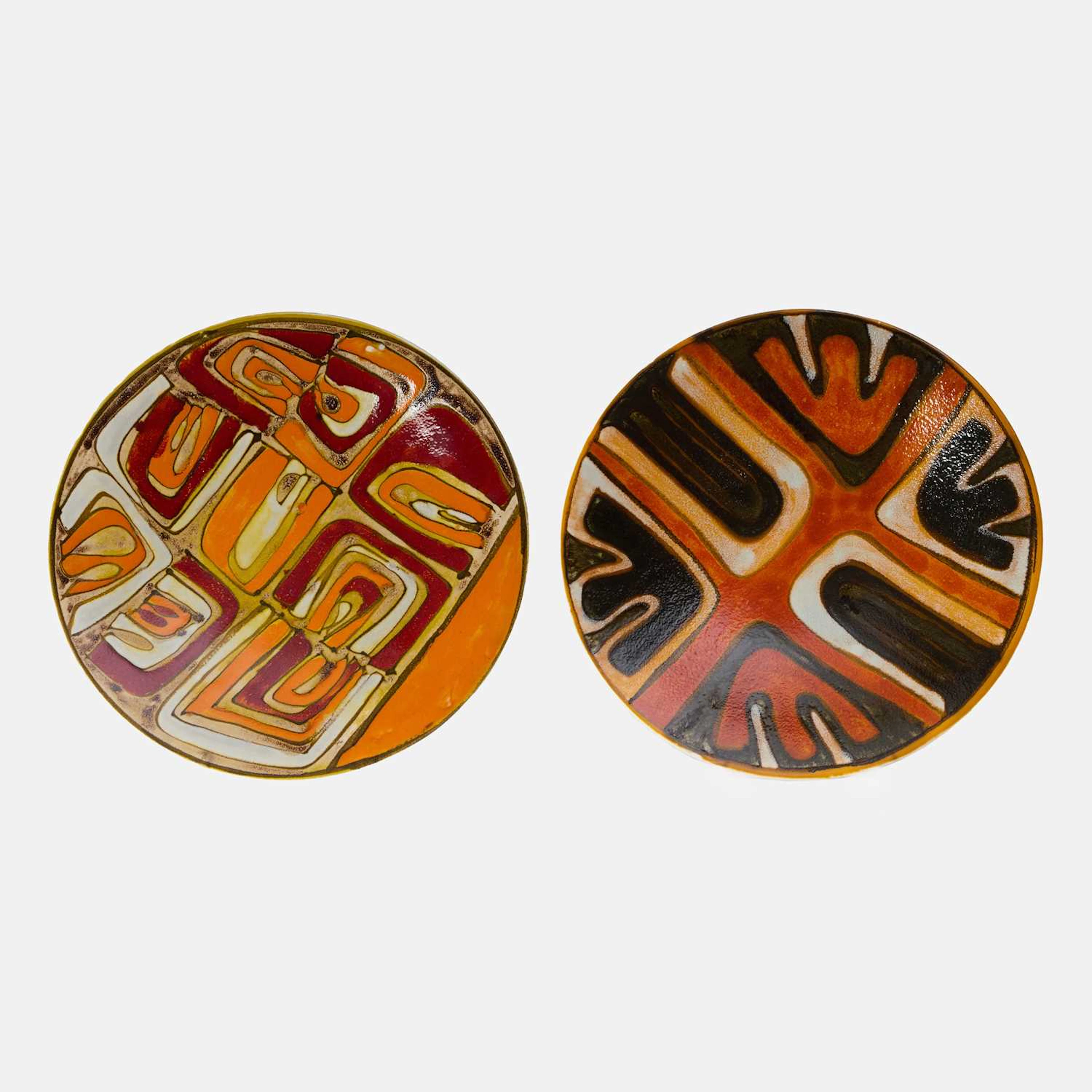 Poole Pottery two 'Delphis' chargers