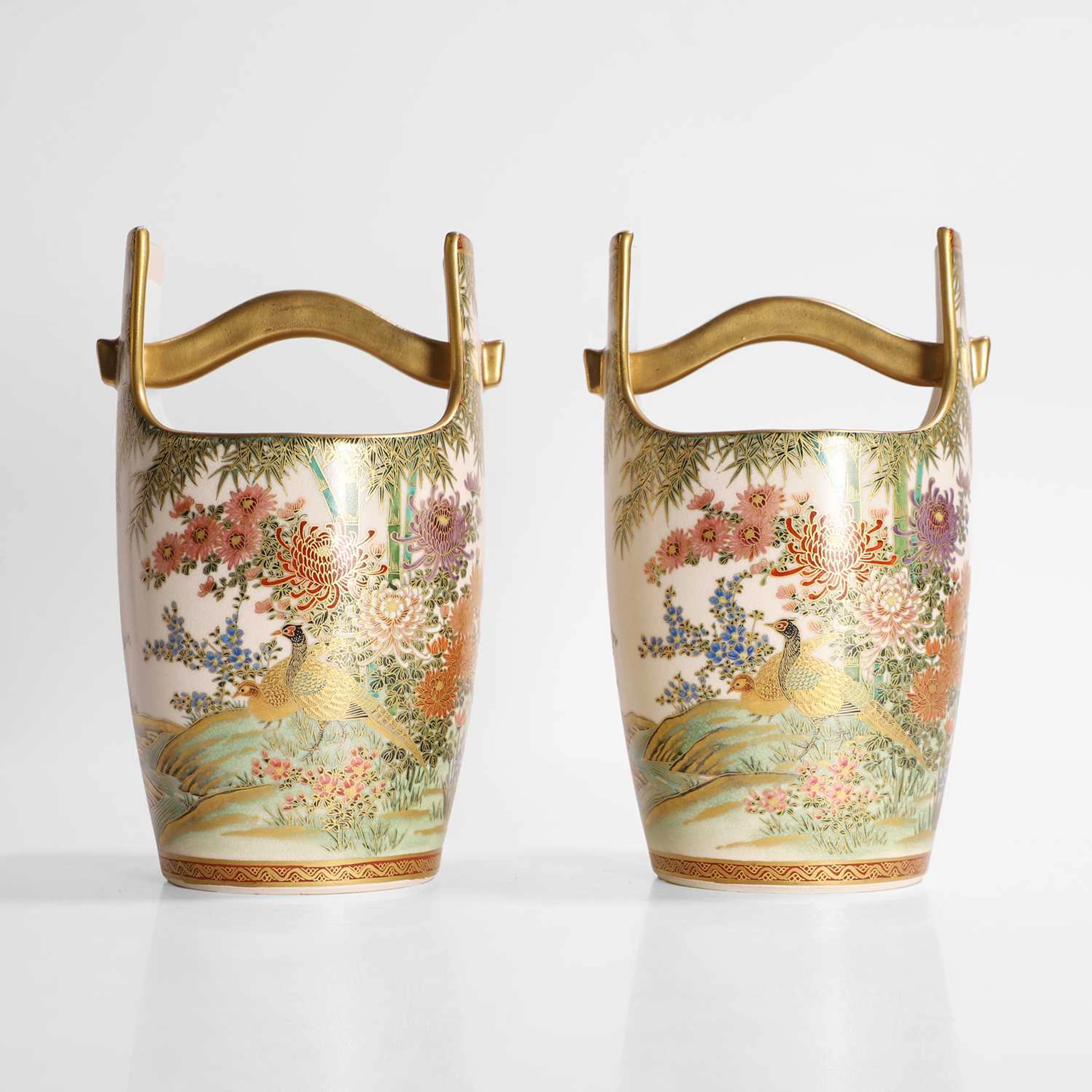 A pair of Japanese Satsuma ware vases