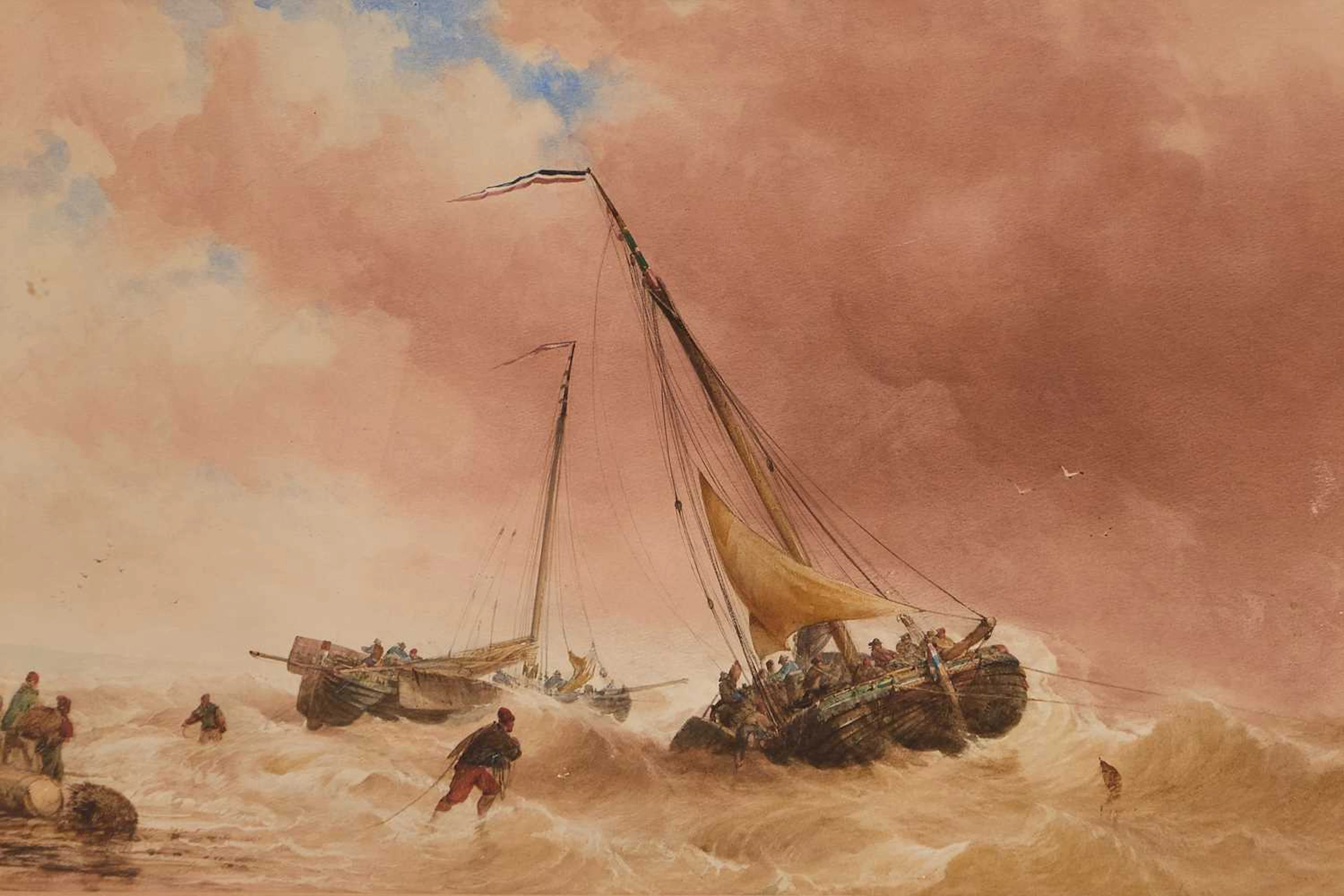 Dutch School, 19th century Dutch fishing boats offshore