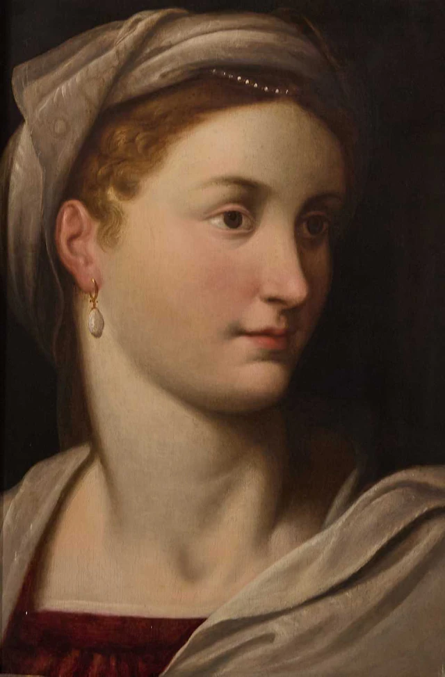 Circle of Frans Floris (Flemish, 1517-1570) Head of a woman