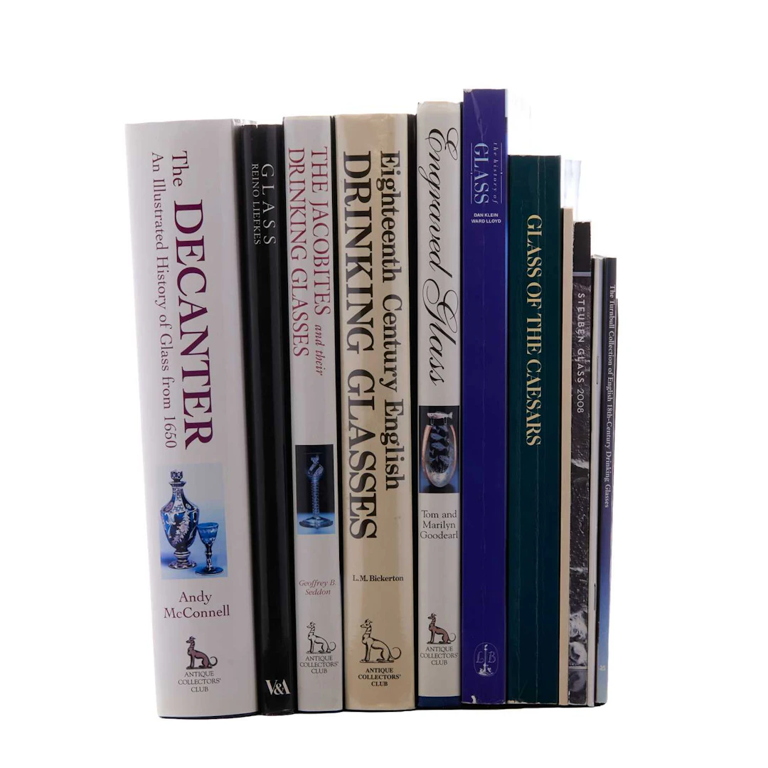 A quantity of eleven glass reference books