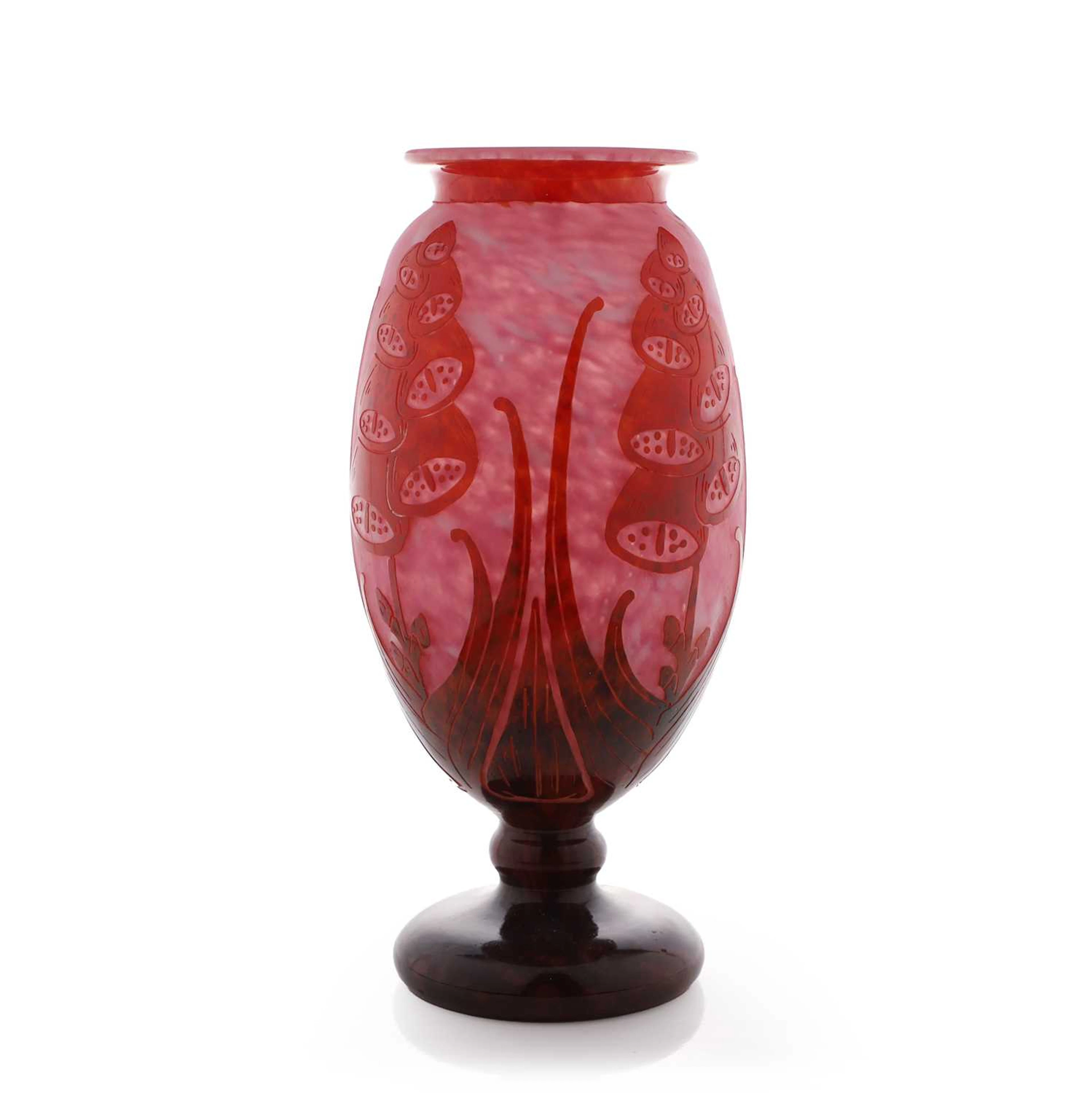 A Le Verre Français 'Digitale' vase circa 1925, France