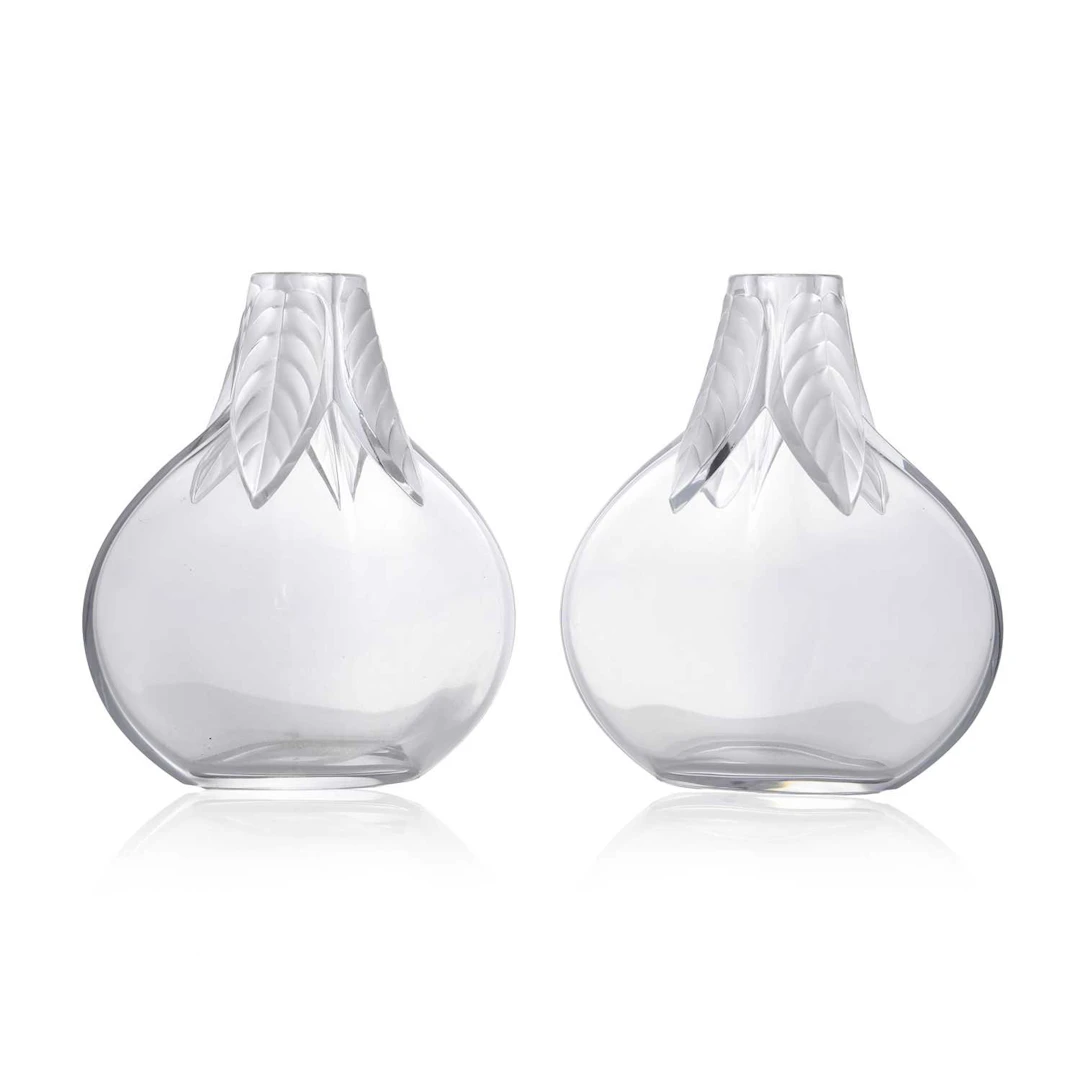 A pair of Lalique 'Osumi' pattern vases of recent manufacture, French