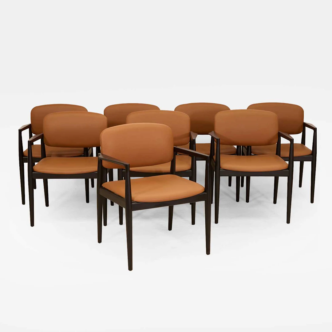 Contemporary a set of eight 'Kirk' dining chairs