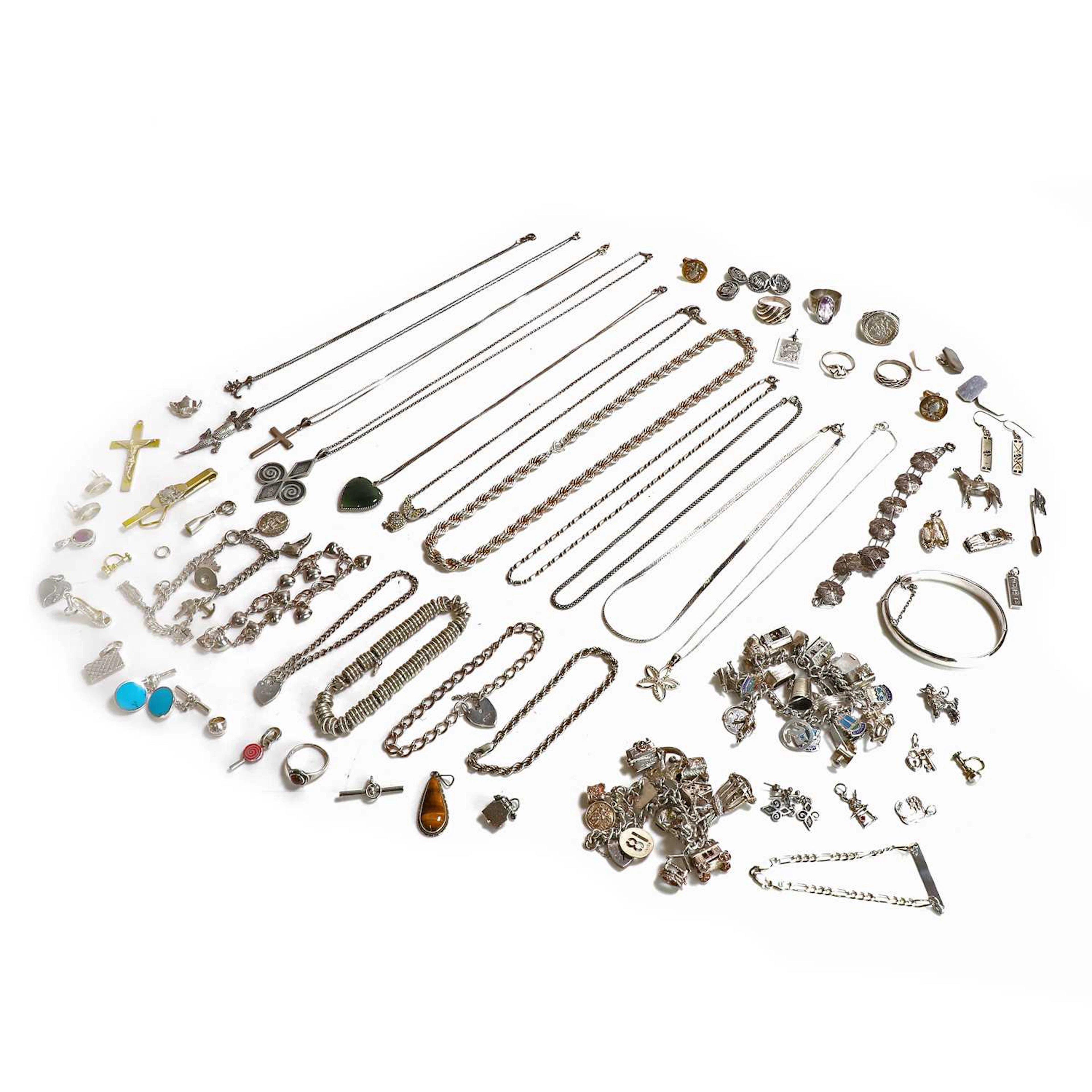 A group of silver jewellery
