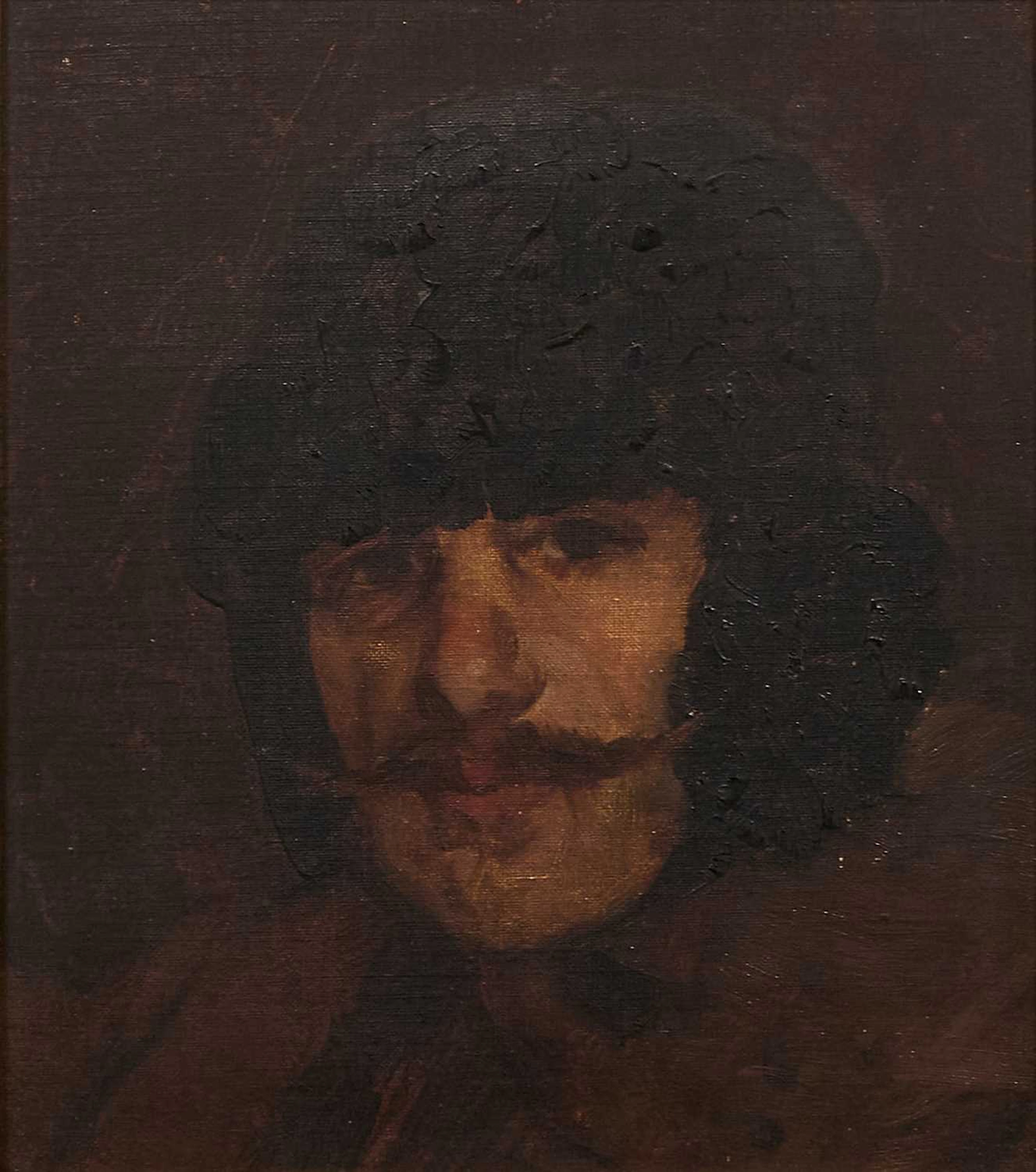 English School, late 19th century Portrait of a man in a fur hat