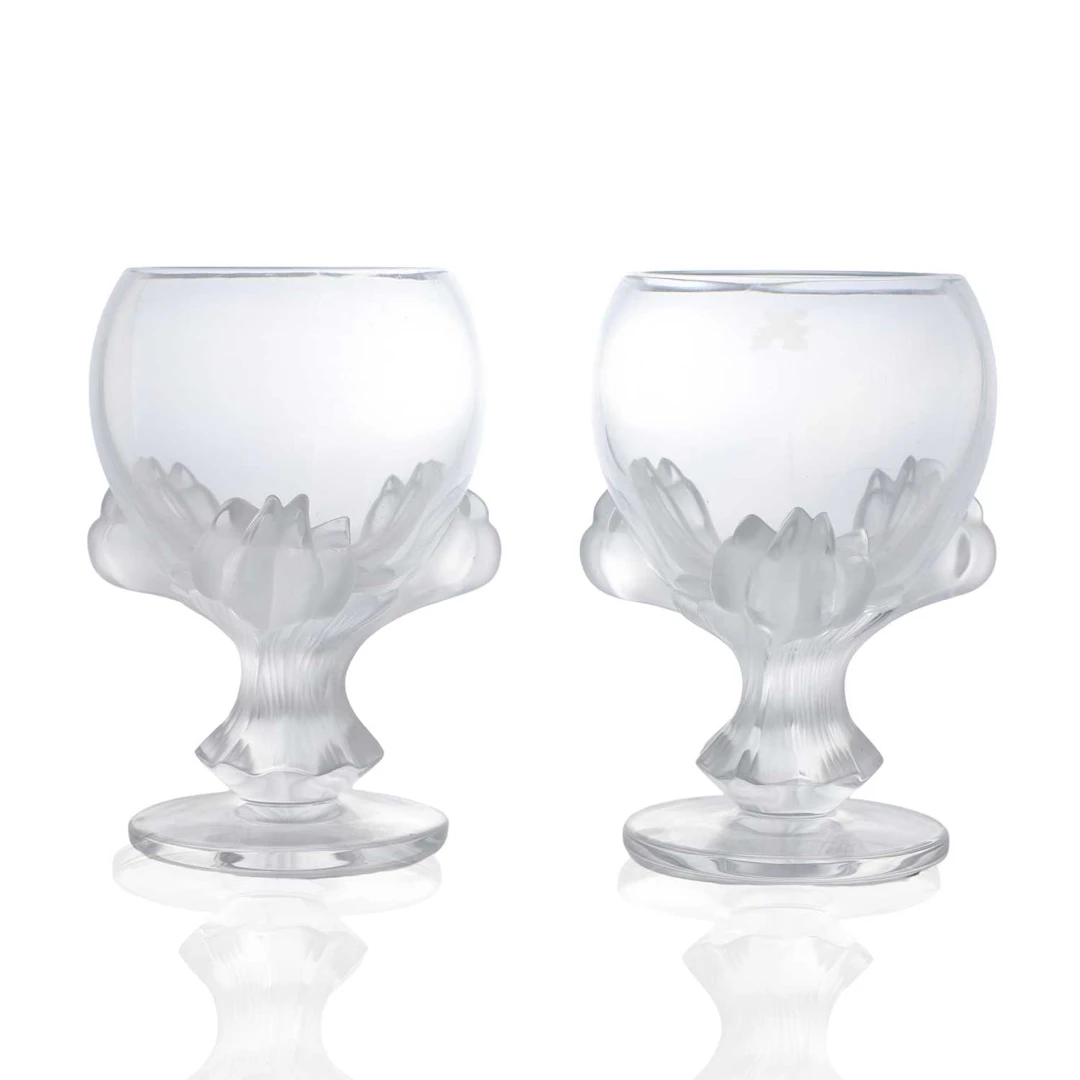A pair of Lalique 'Bagheera' pattern vases of recent manufacture, French
